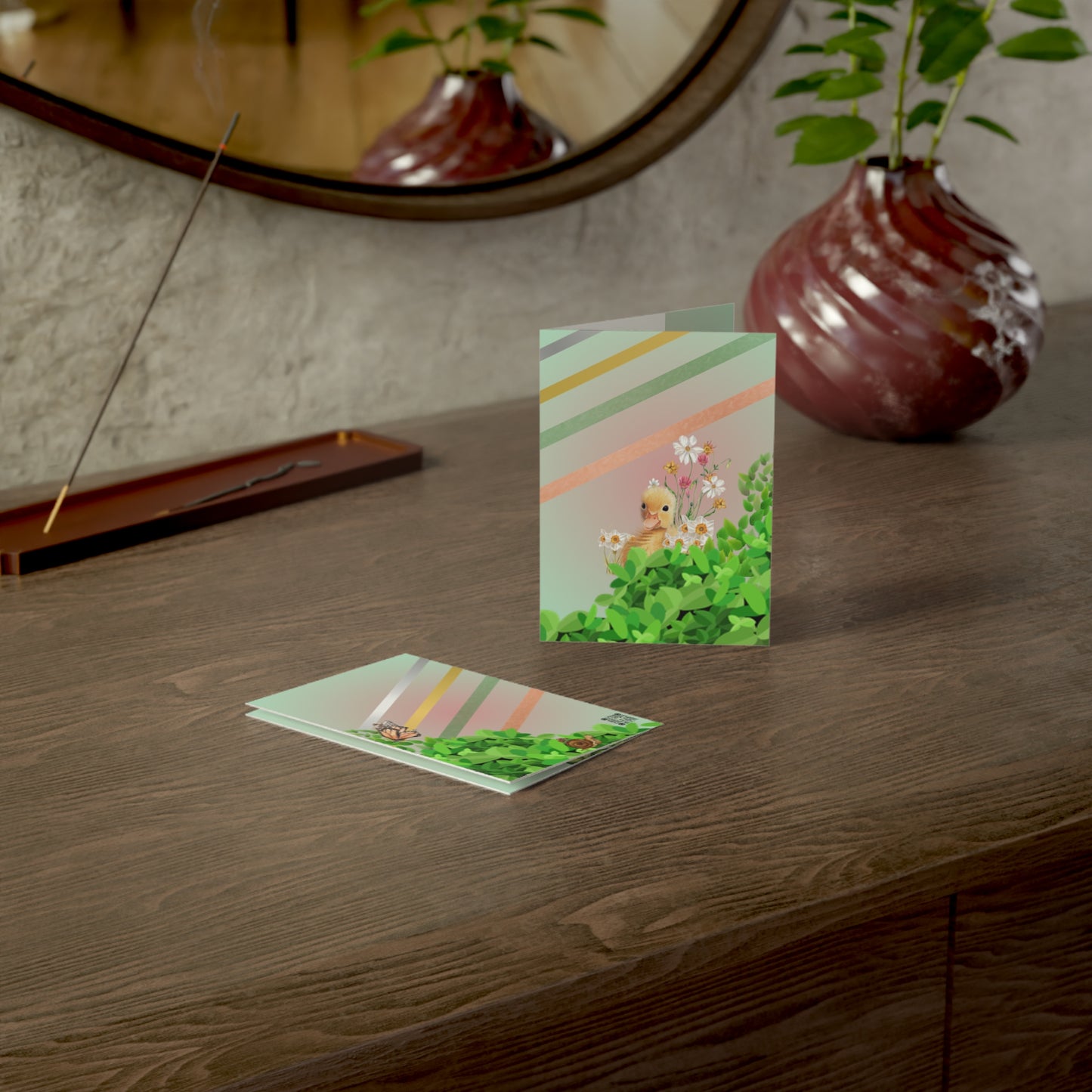 Springtime Duckling Greeting Cards | Cute Easter Customized Note Cards (1, 10 pcs)