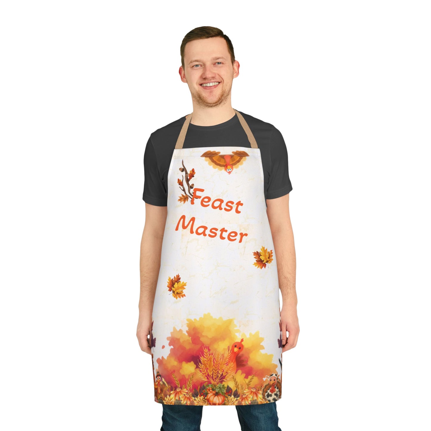 Feast Master Fall Apron | Thanksgiving Cooking Kitchen Apron with Autumn Leaves