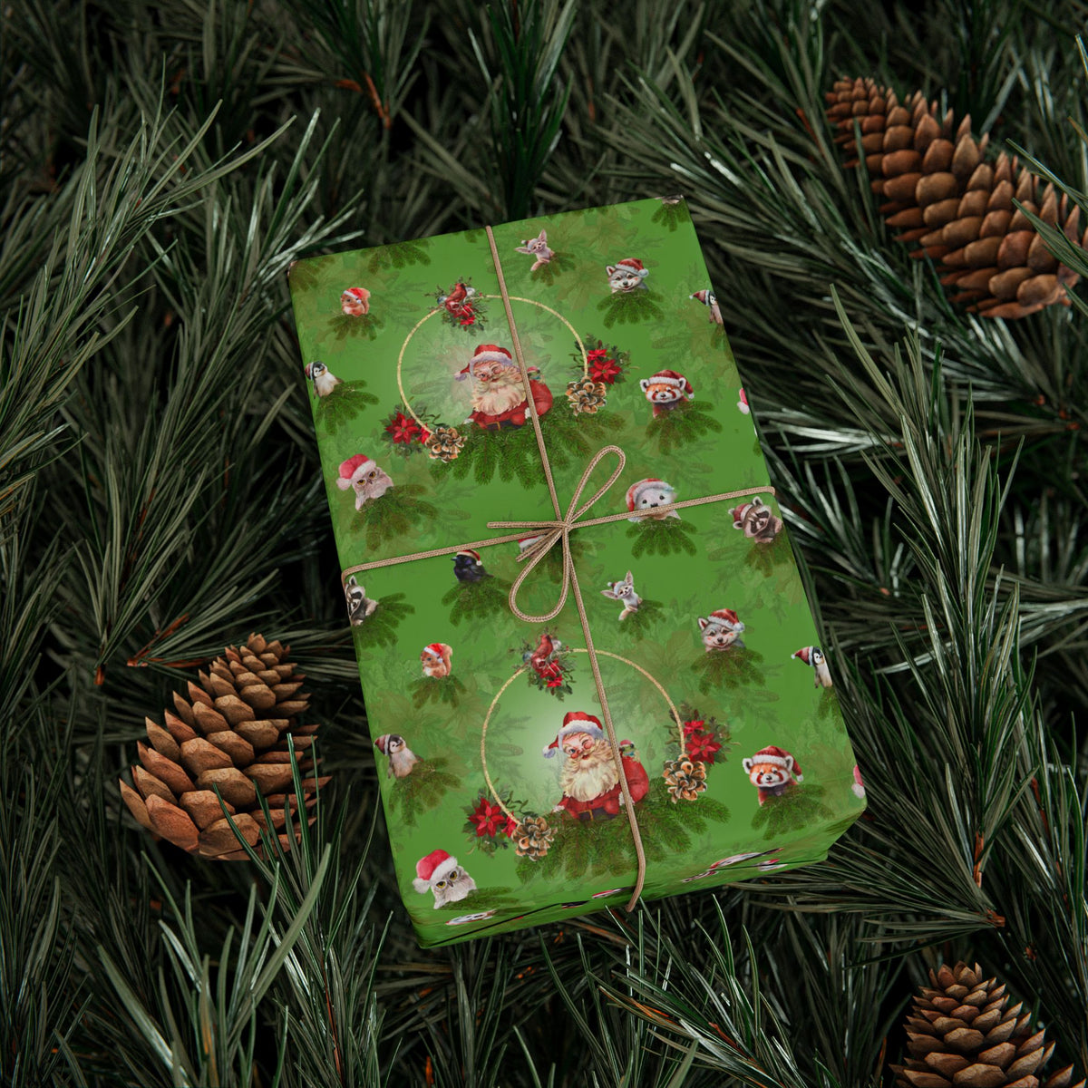 Santa and Critters | Cute Animals in Santa Hats Wrapping Paper