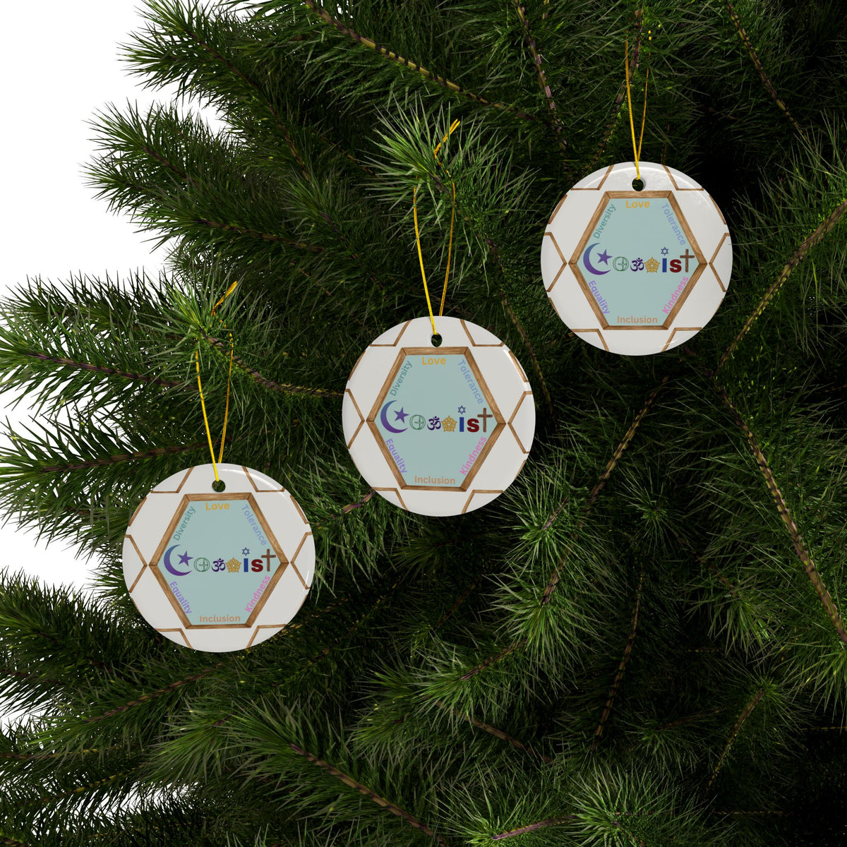 Coexist Ceramic Ornament – Interfaith Inclusion Holiday Decoration