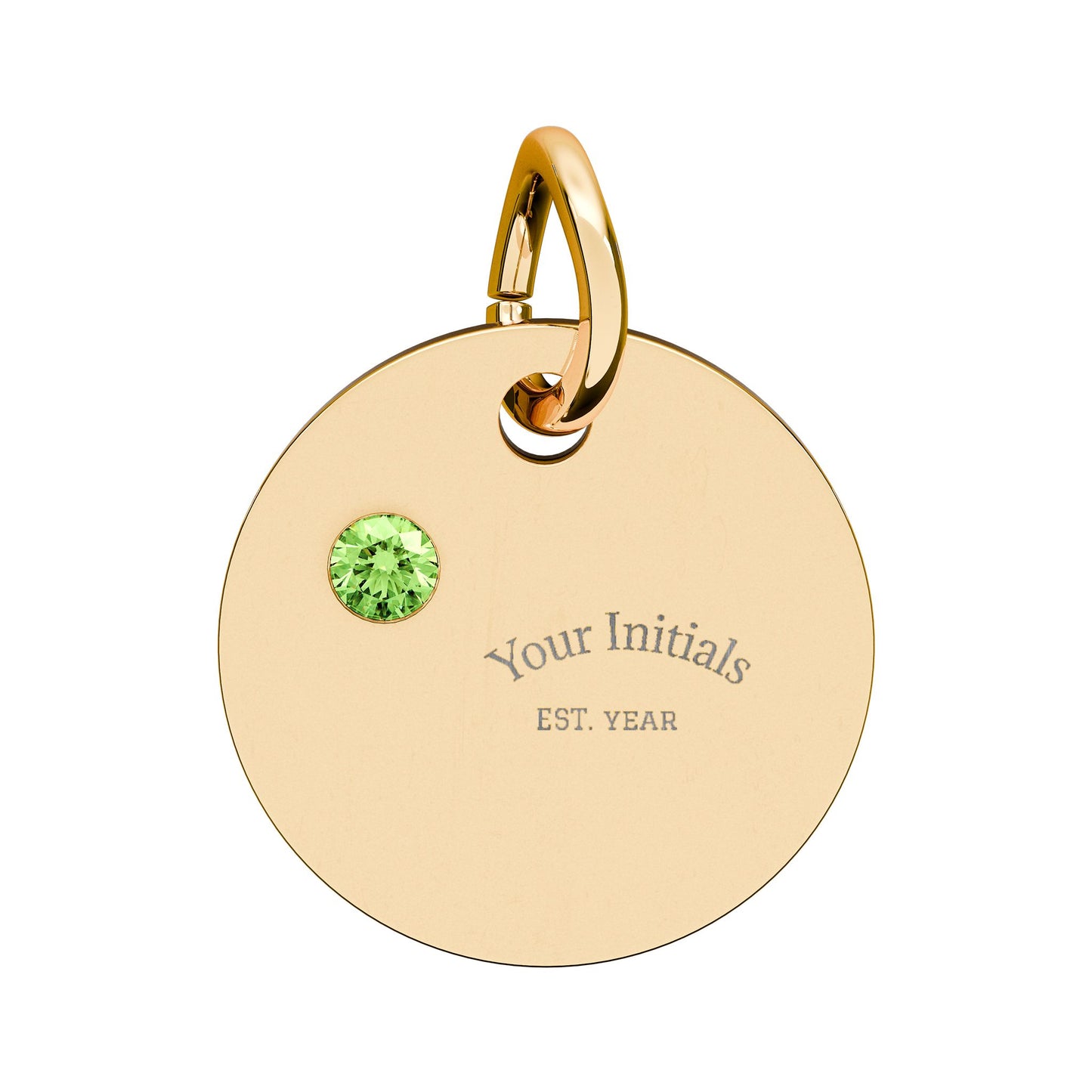 Engravable Birthstone Circle Charm | Personalized Initials & Birthstone Pendant