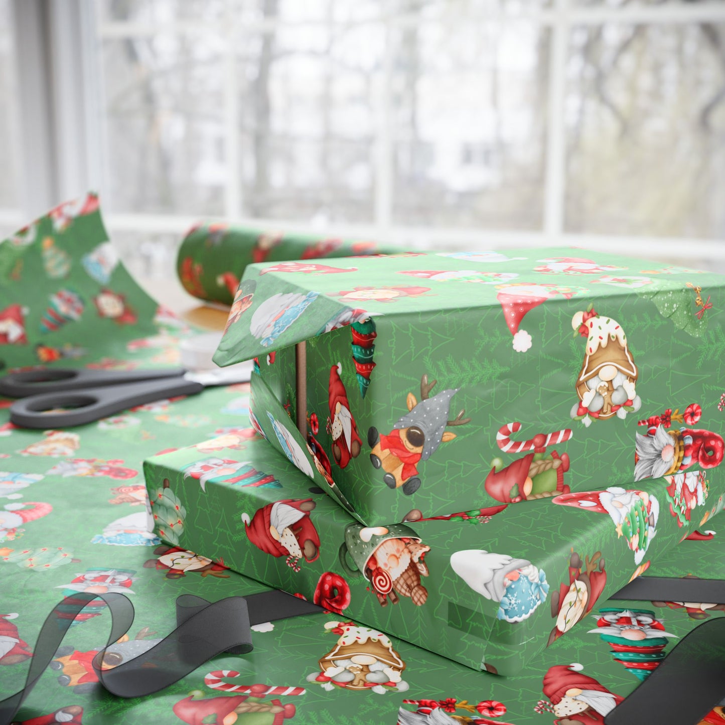 Wrapping Papers - Gnomemas Eve Delightful Gnomes Holiday Best Design