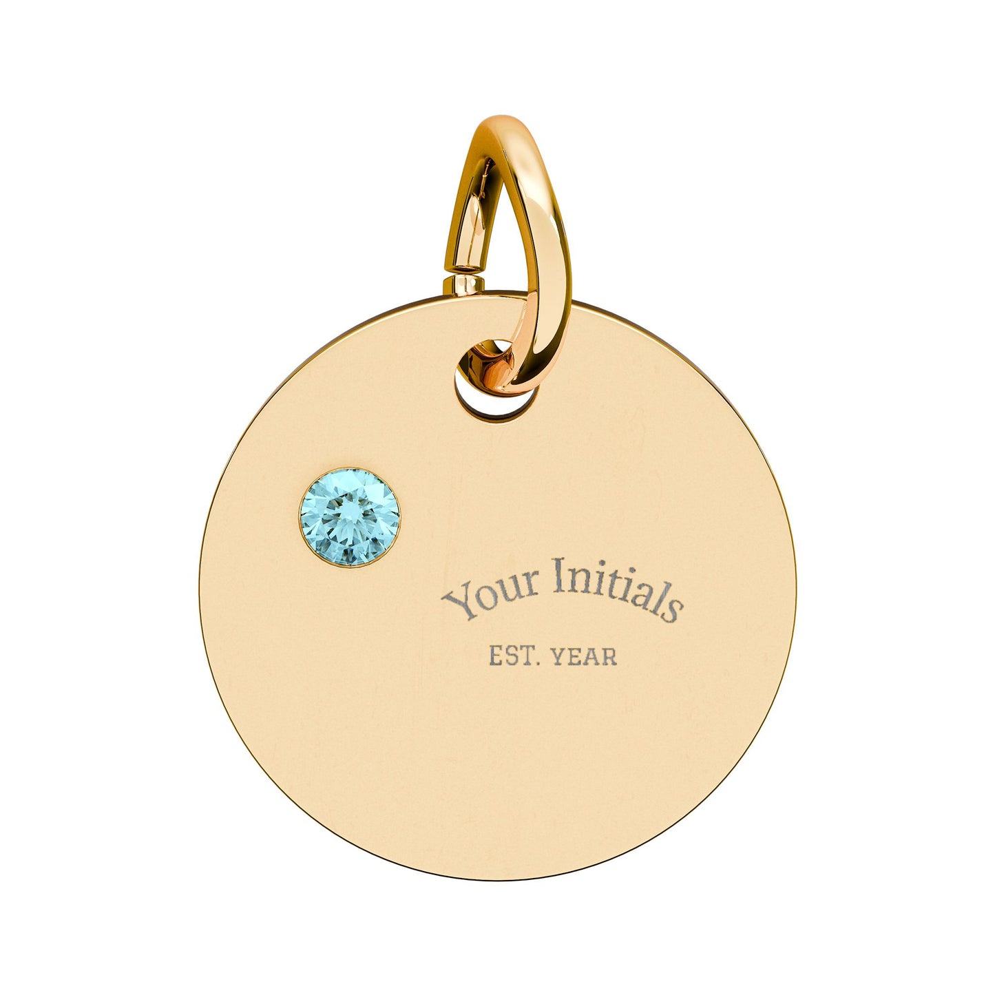 Engravable Birthstone Circle Charm | Personalized Initials & Birthstone Pendant