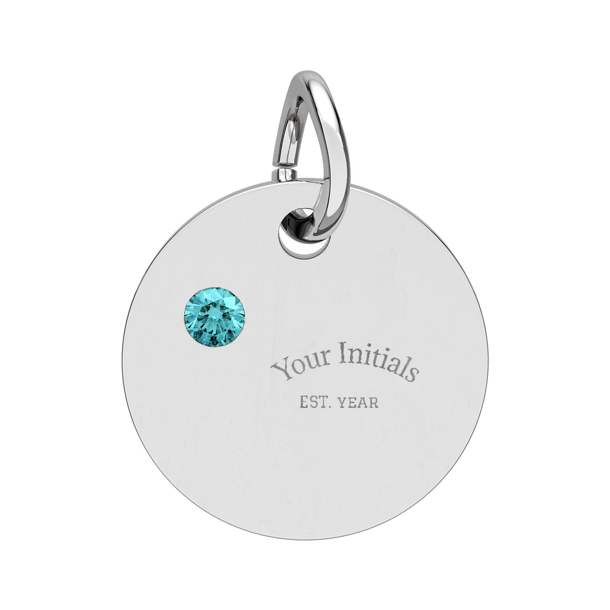 Engravable Birthstone Circle Charm | Personalized Initials & Birthstone Pendant