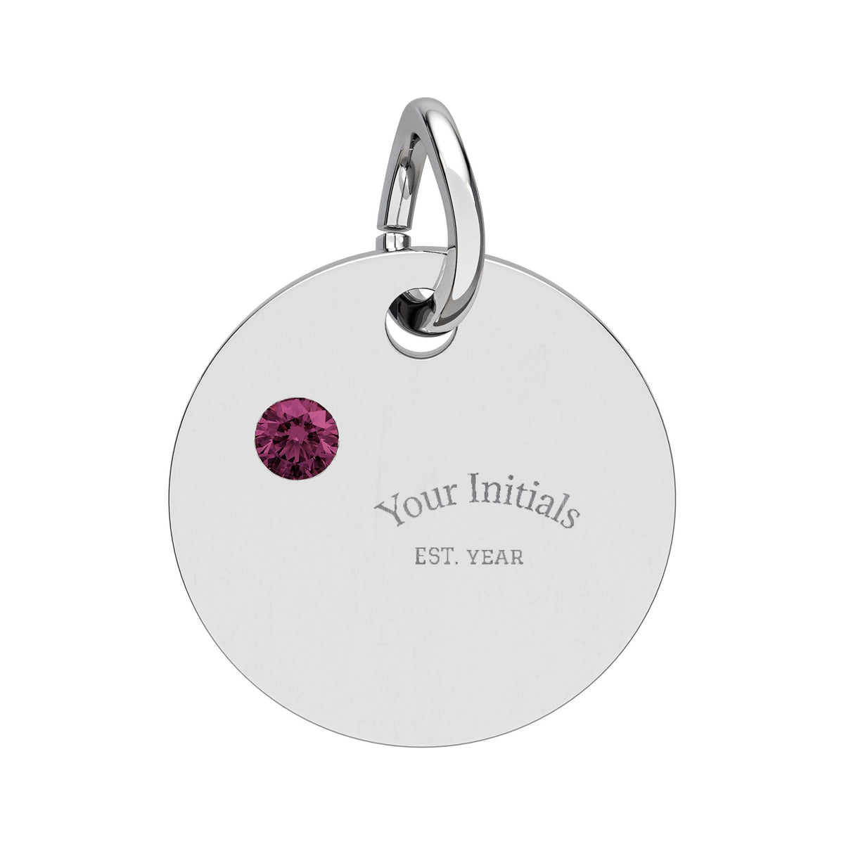 Engravable Birthstone Circle Charm | Personalized Initials & Birthstone Pendant