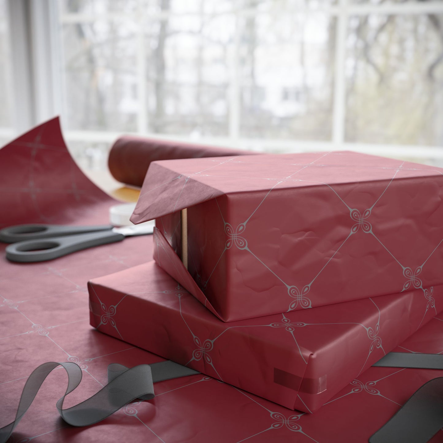 Deep Rose Red Wrapping Paper |  Simply Elegance Gift Wrap