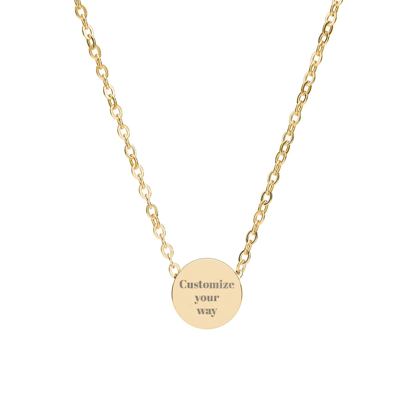 Customize Mini Engraved Circle Necklace — Personalized Disc Pendant Jewelry