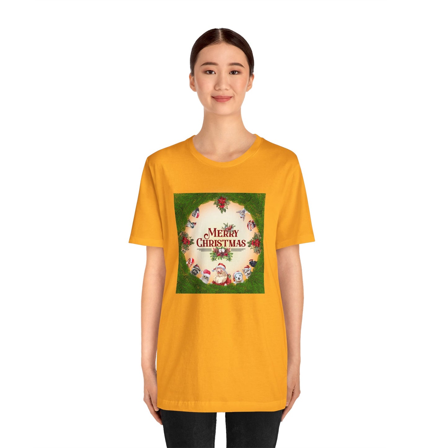 Santa and Critters / Christmas Short Sleeve Tee | Unisex Jersey