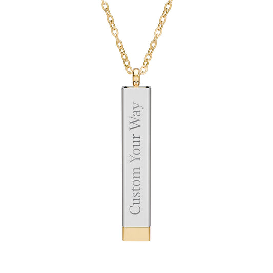 Hidden Message Sliding Bar Necklace | Engravable Personalized Name Pendant