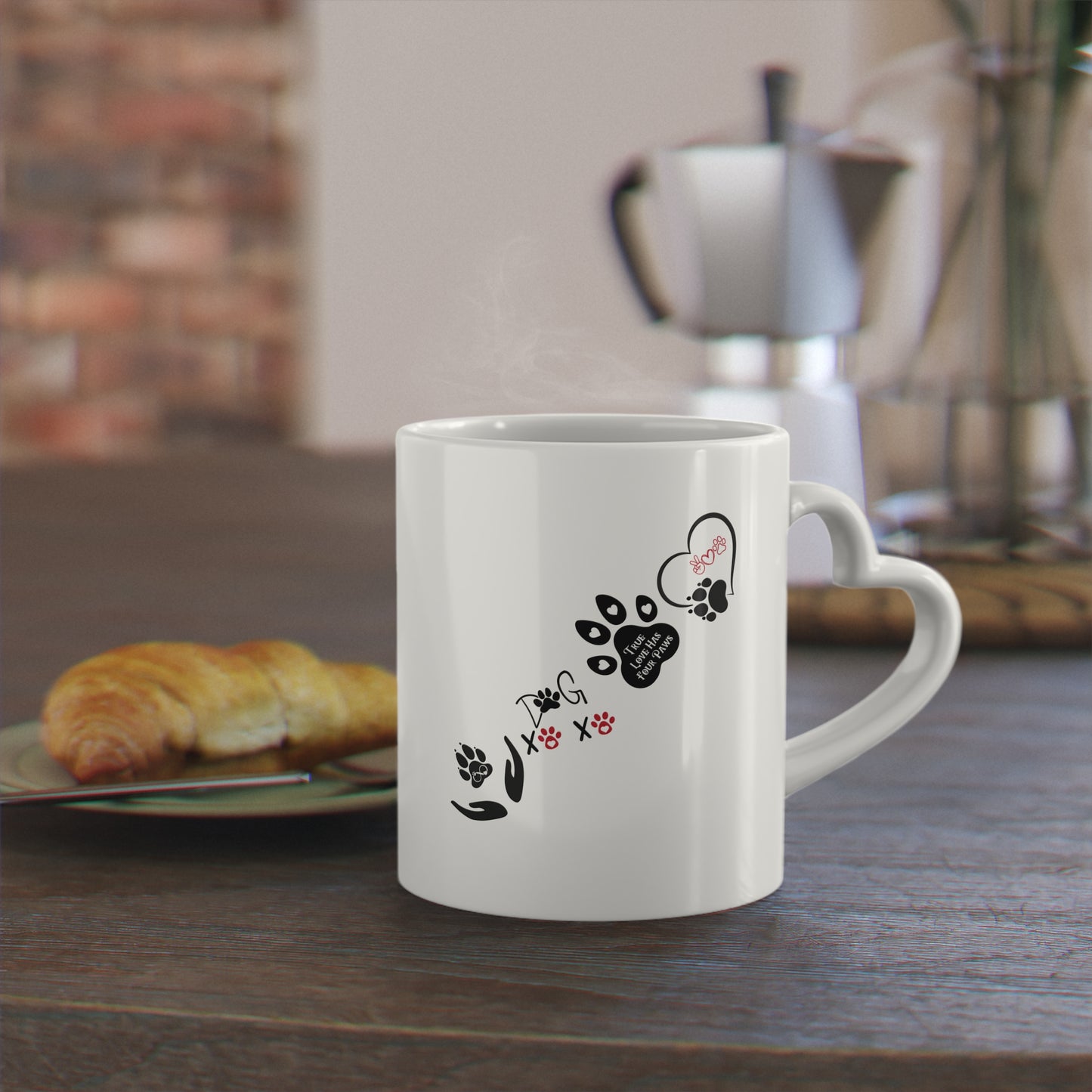Dogs & Hearts Coffee Cup | Heart-Shaped Mug — Four Paws Heart-Shaped