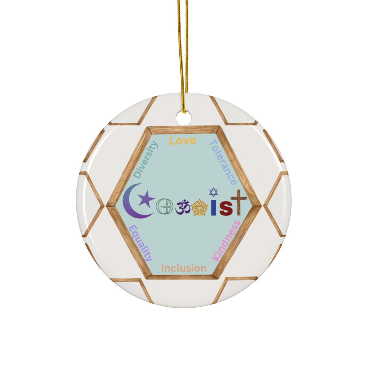 Coexist Ceramic Ornament – Interfaith Inclusion Holiday Decoration