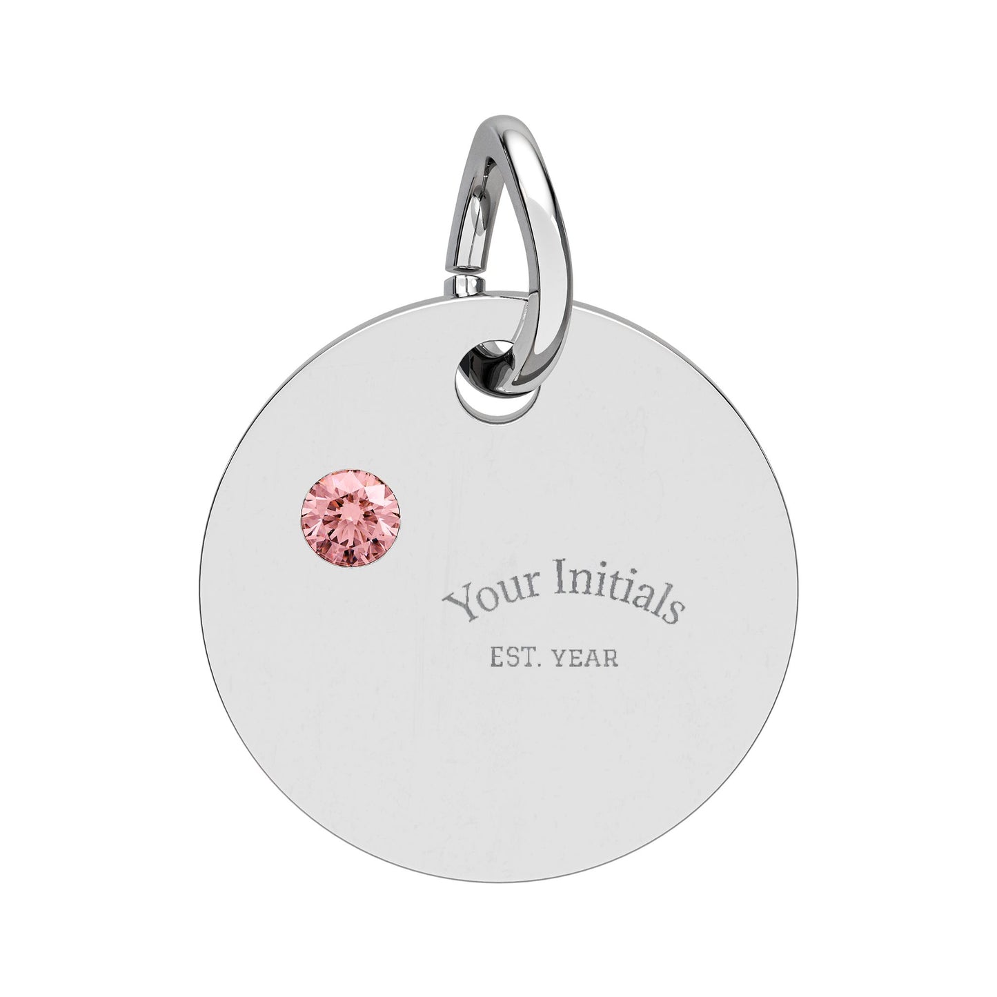 Engravable Birthstone Circle Charm | Personalized Initials & Birthstone Pendant