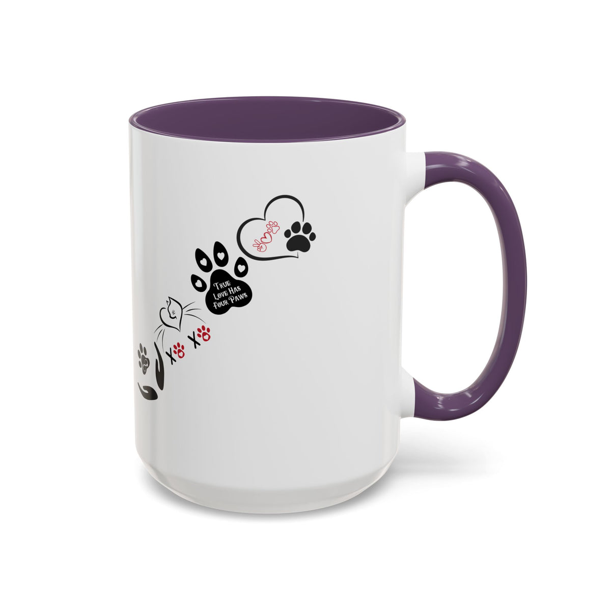 Cute Cats & Hearts | Four Paws Love Cat Coffee Cup | Heart-Shaped Mug