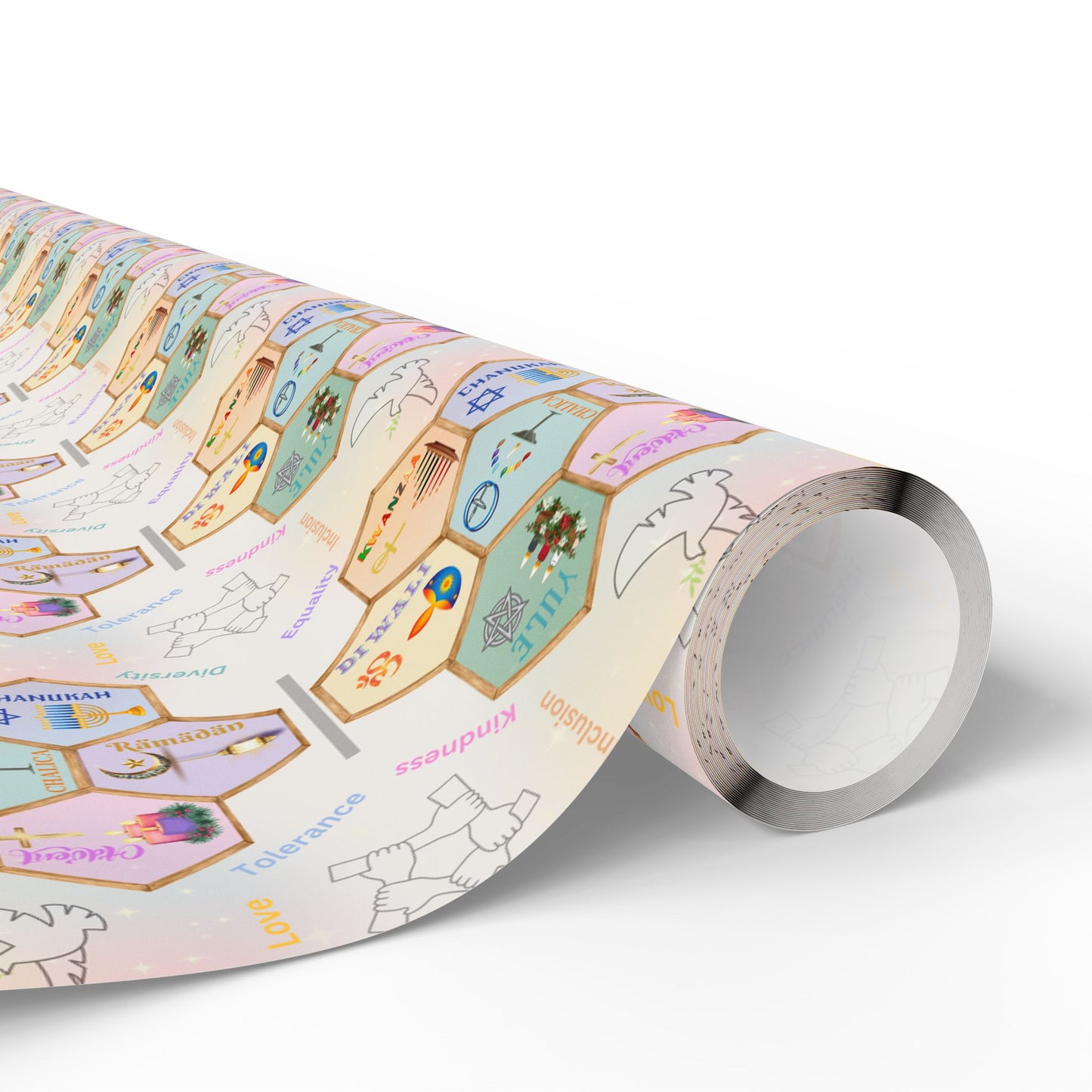 Wrapping Paper Set - Festival of Lights Winter Celebrations Coexist Love All Holidays with Lights