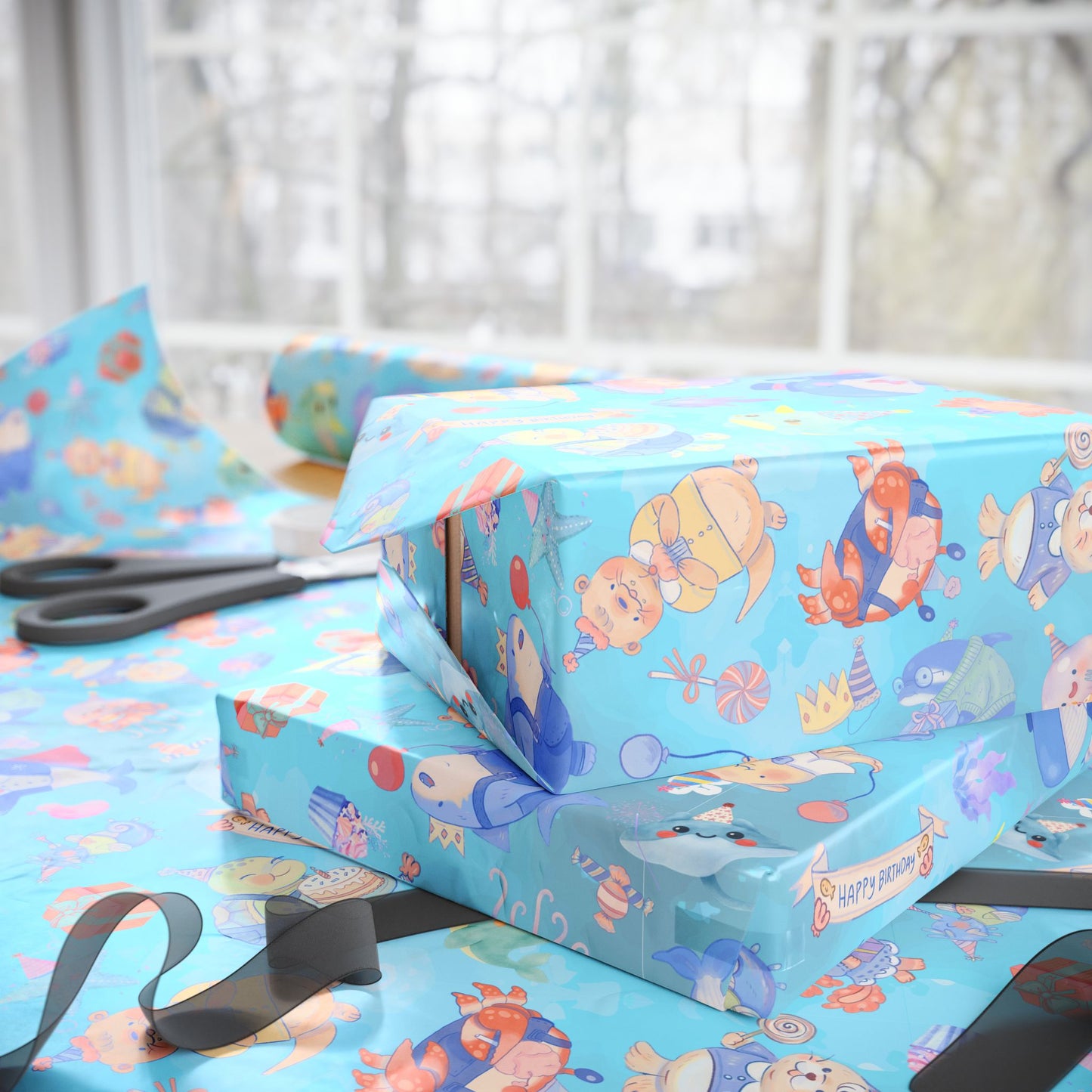Under Water Party Gift Wrap | Cute Sea Critters | Wrapping Paper