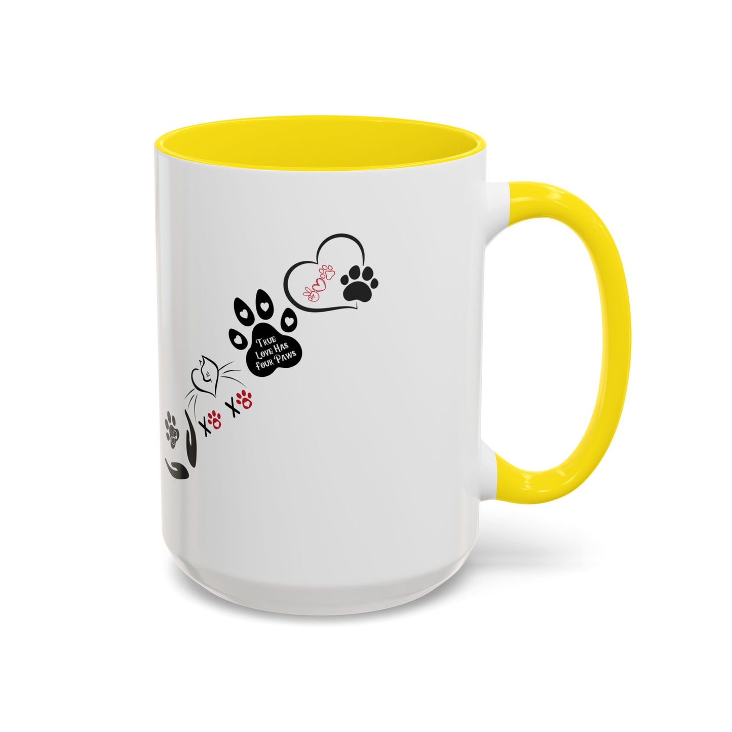 Cute Cats & Hearts | Four Paws Love Cat Coffee Cup | Heart-Shaped Mug