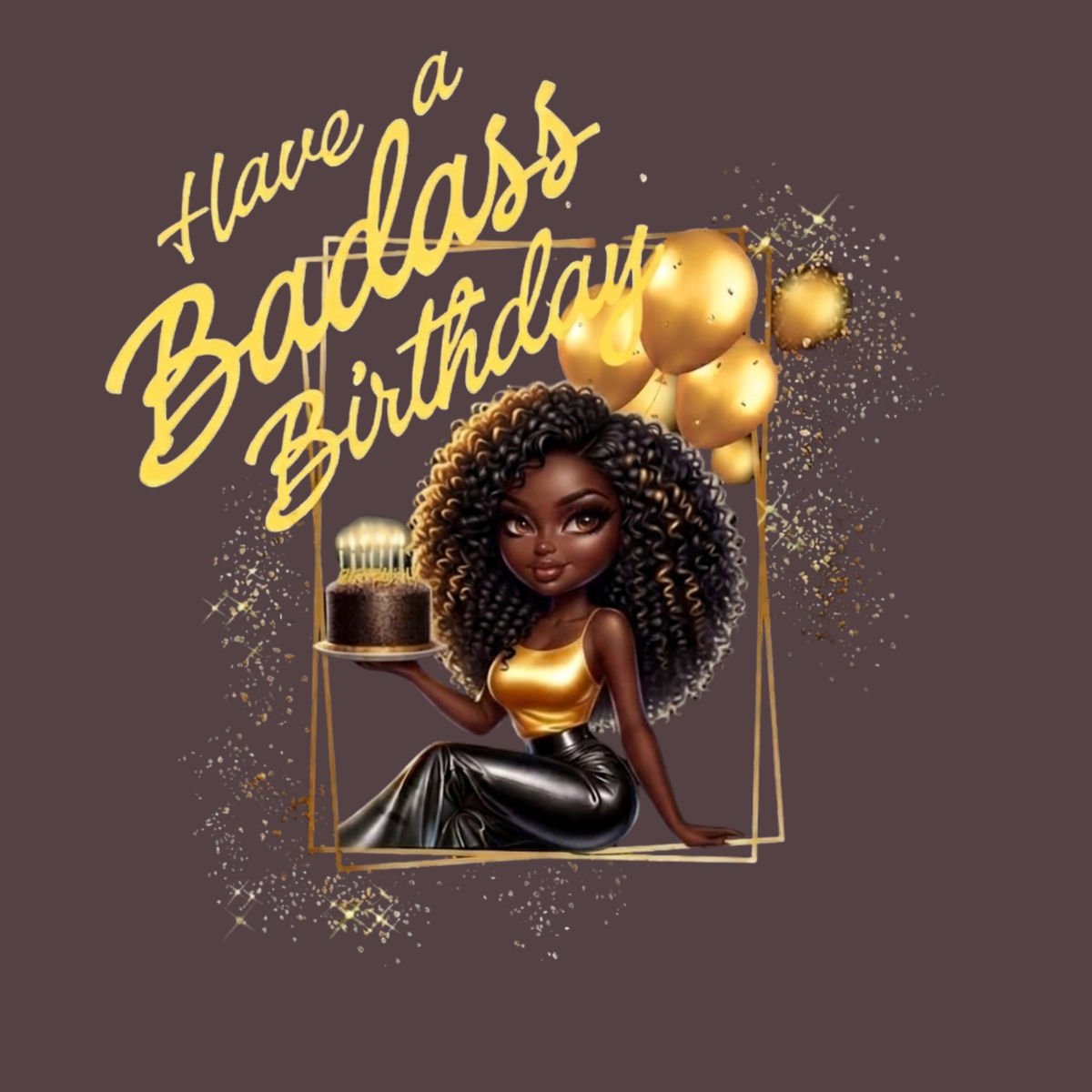 Badass Birthday (Queen) Cards | Custom B-Day | Unapologetic Black (1, 10 pcs)