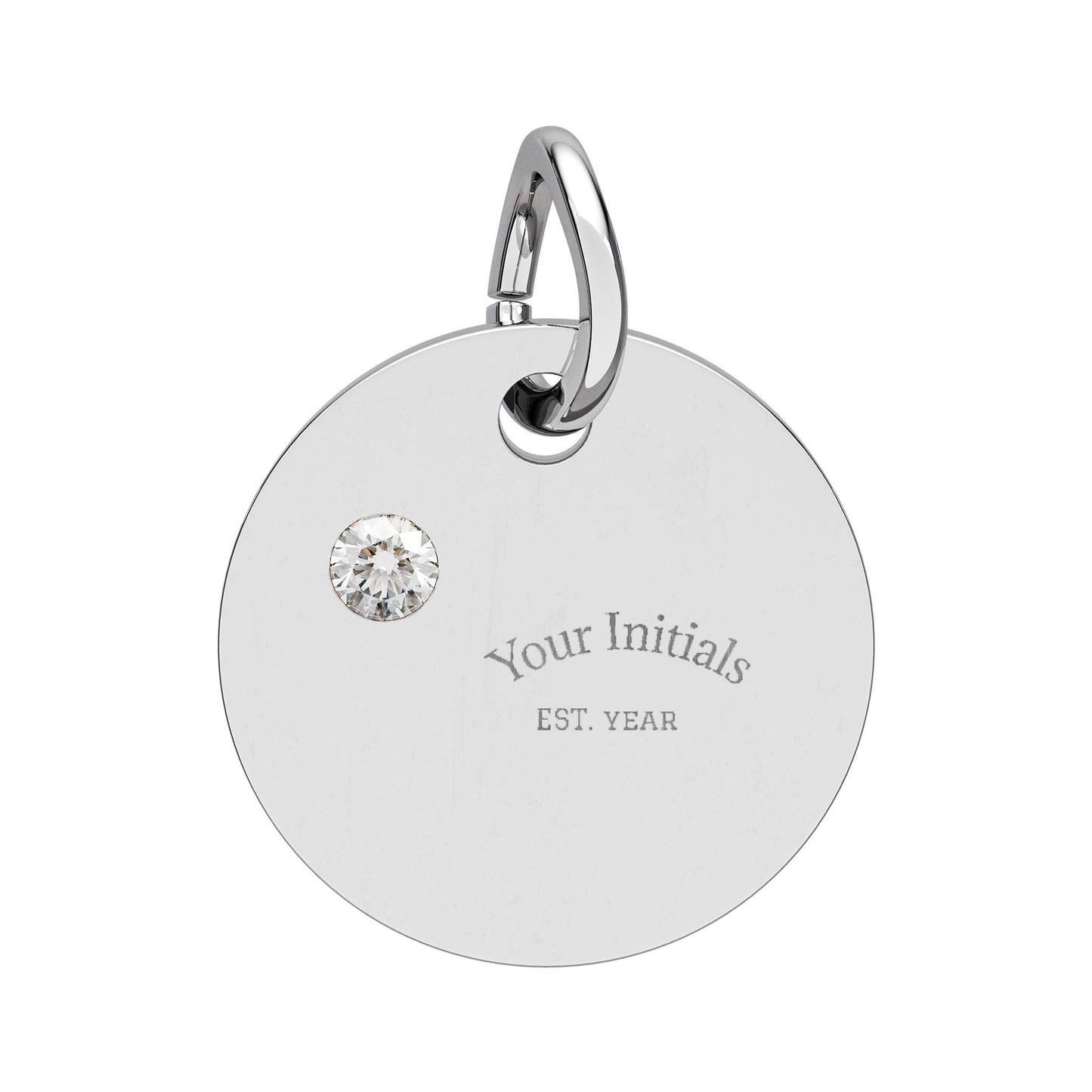 Engravable Birthstone Circle Charm | Personalized Initials & Birthstone Pendant