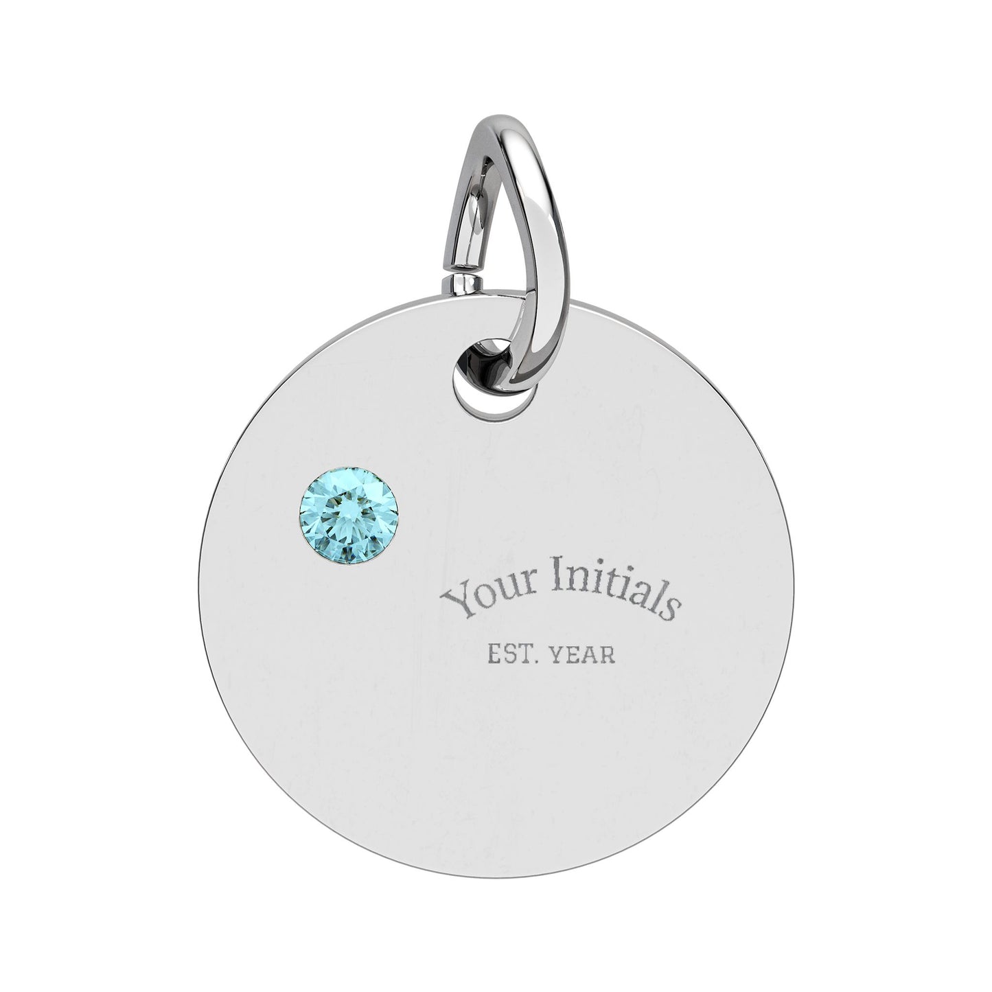 Engravable Birthstone Circle Charm | Personalized Initials & Birthstone Pendant