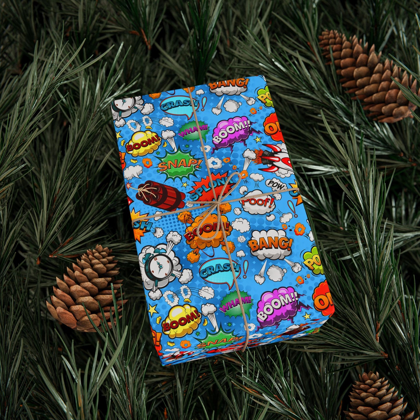 Comics Run Loose Gift Wrap | Comic Rocket Wrapping Paper Roll | Colorful Pop Art Graphic Exploration