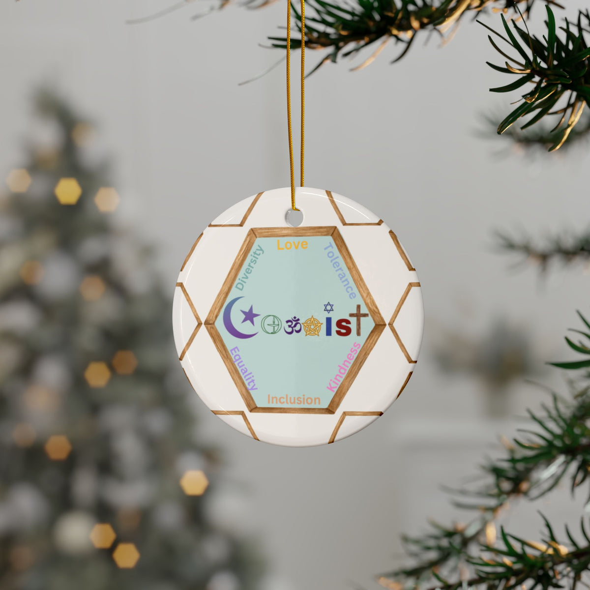 Coexist Ceramic Ornament – Interfaith Inclusion Holiday Decoration
