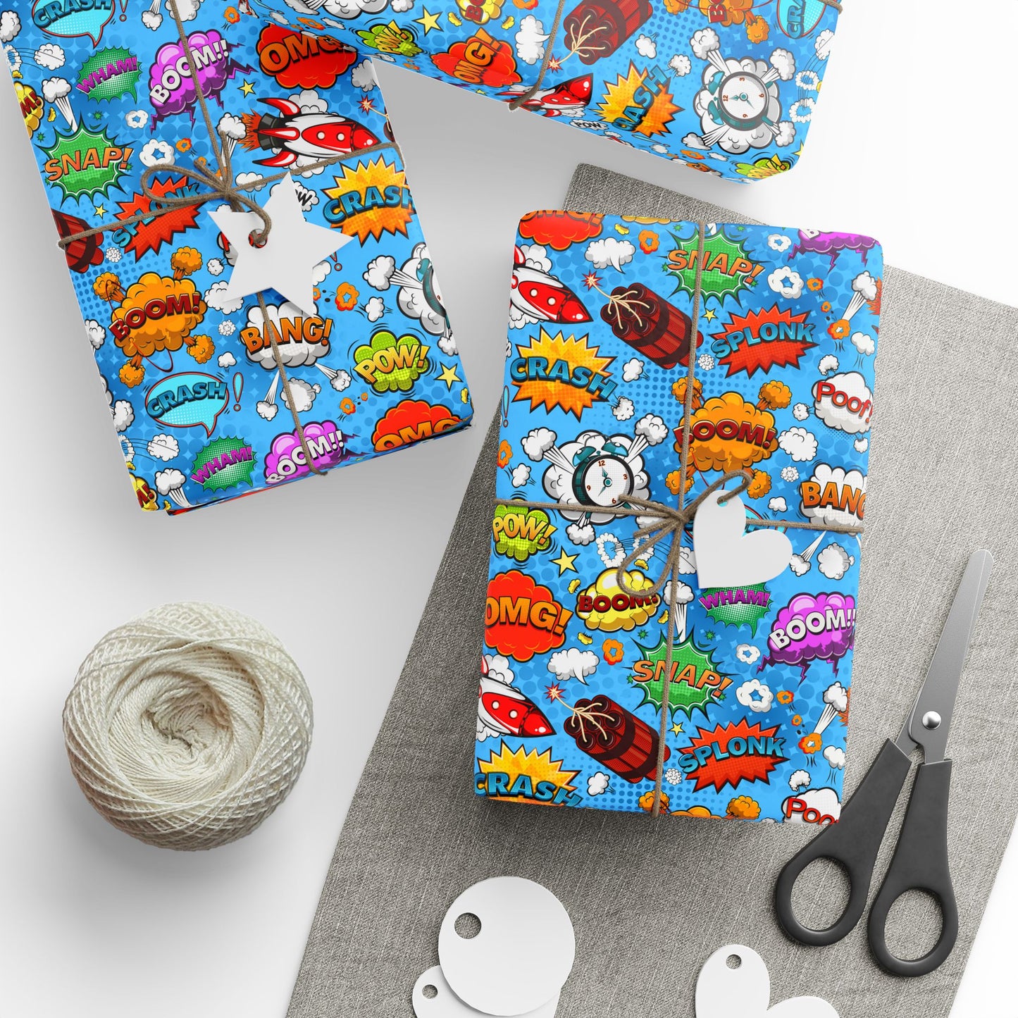 Comics Run Loose Gift Wrap | Comic Rocket Wrapping Paper Roll | Colorful Pop Art Graphic Exploration