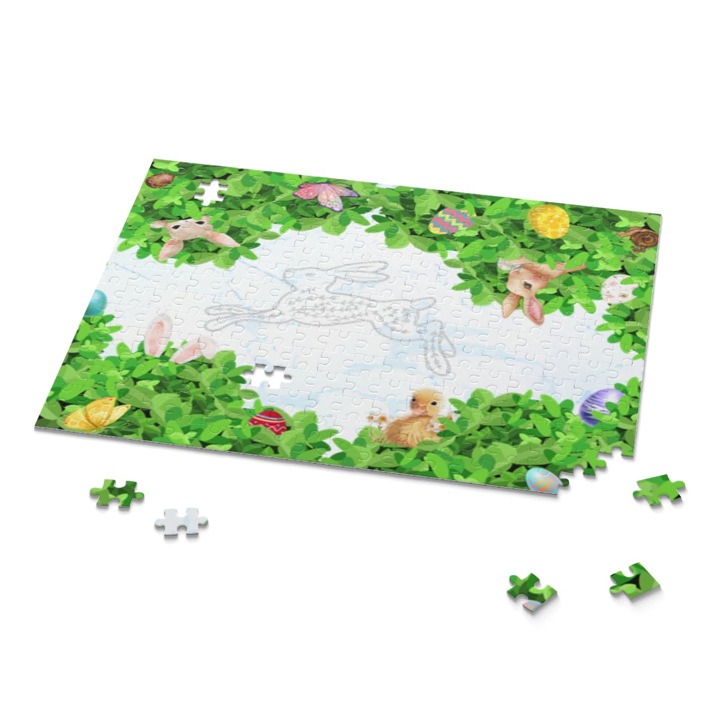 Spring Egg Hunt Puzzle — 252/500-Piece Jigsaw with Bunnies & Duckling