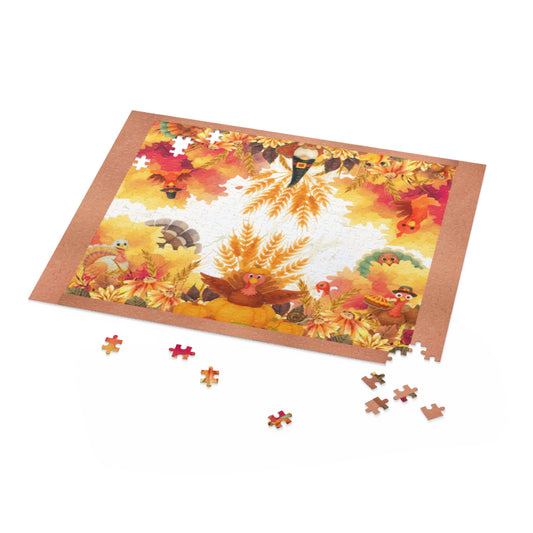 Turkey Hunt Puzzle — 252/500-Piece Jigsaw with Bunnies & Duckling