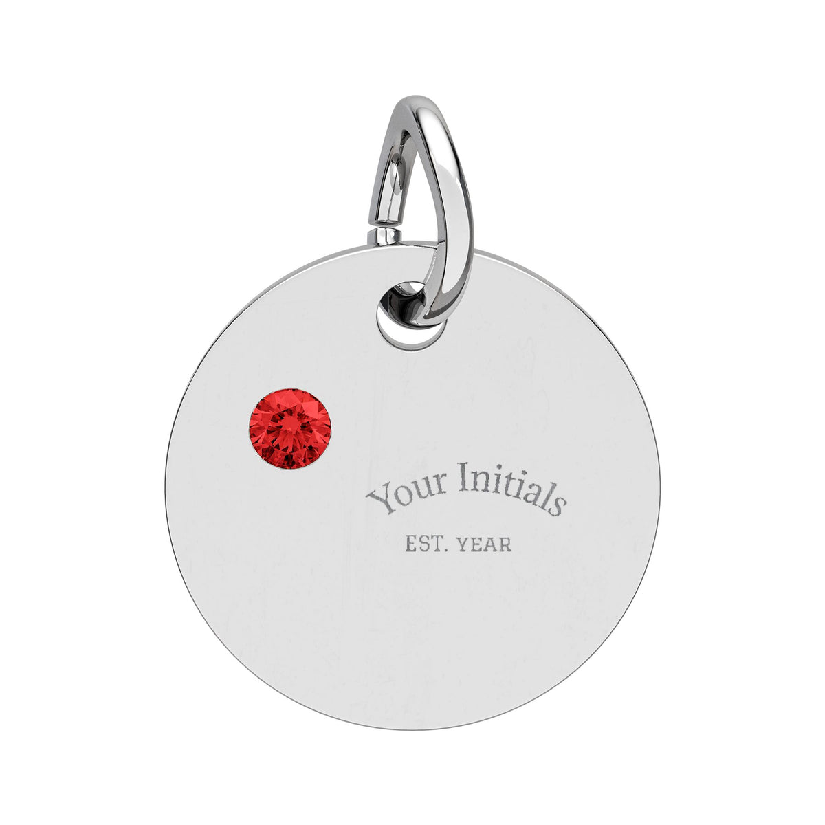 Engravable Birthstone Circle Charm | Personalized Initials & Birthstone Pendant