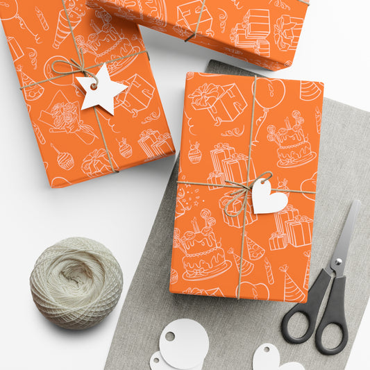 Party Time in Orange Gift Wrap Papers