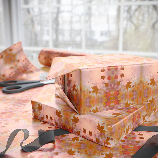 Orange Autumn Paper Gift Wrap | Decor Paper for All Use | Floral Vintage Collage Wrapping Paper