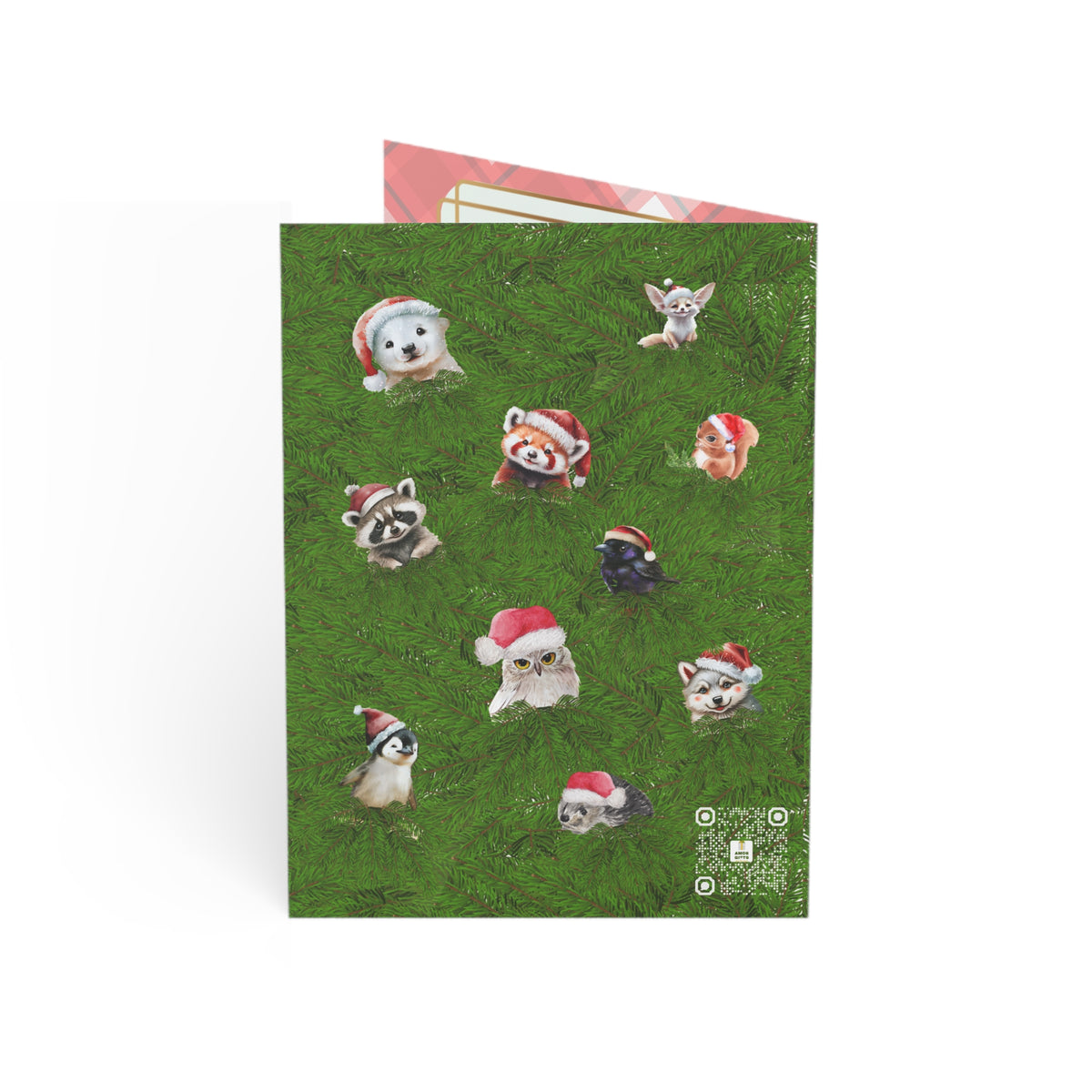 Santa and Critters | Merry Christmas Peek a Pine | Greeting Cards