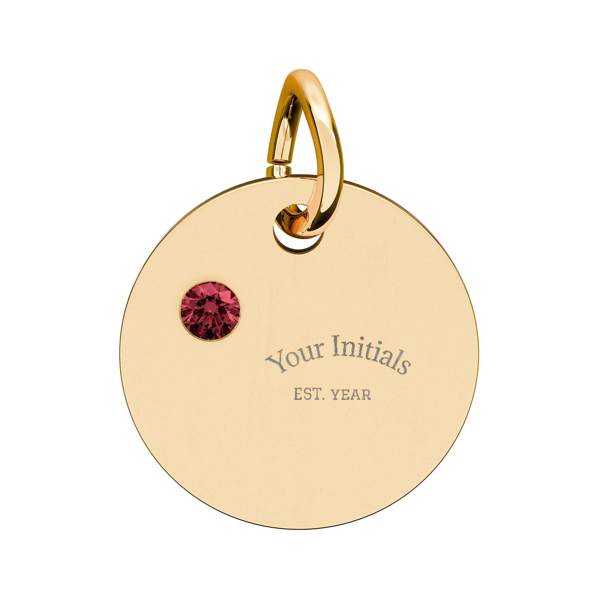 Engravable Birthstone Circle Charm | Personalized Initials & Birthstone Pendant