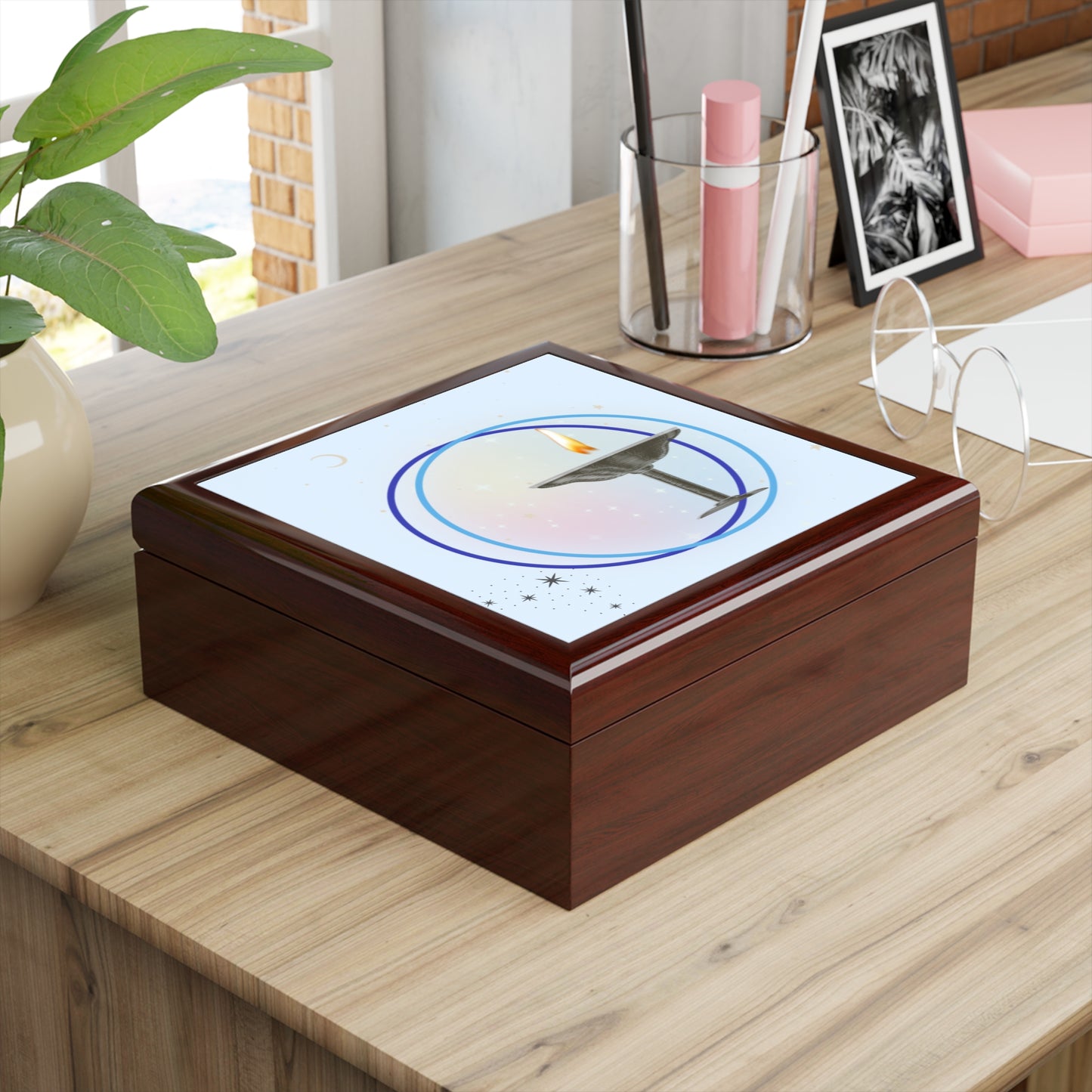 Flaming Chalice Jewelry Box | Midnight Starry Design