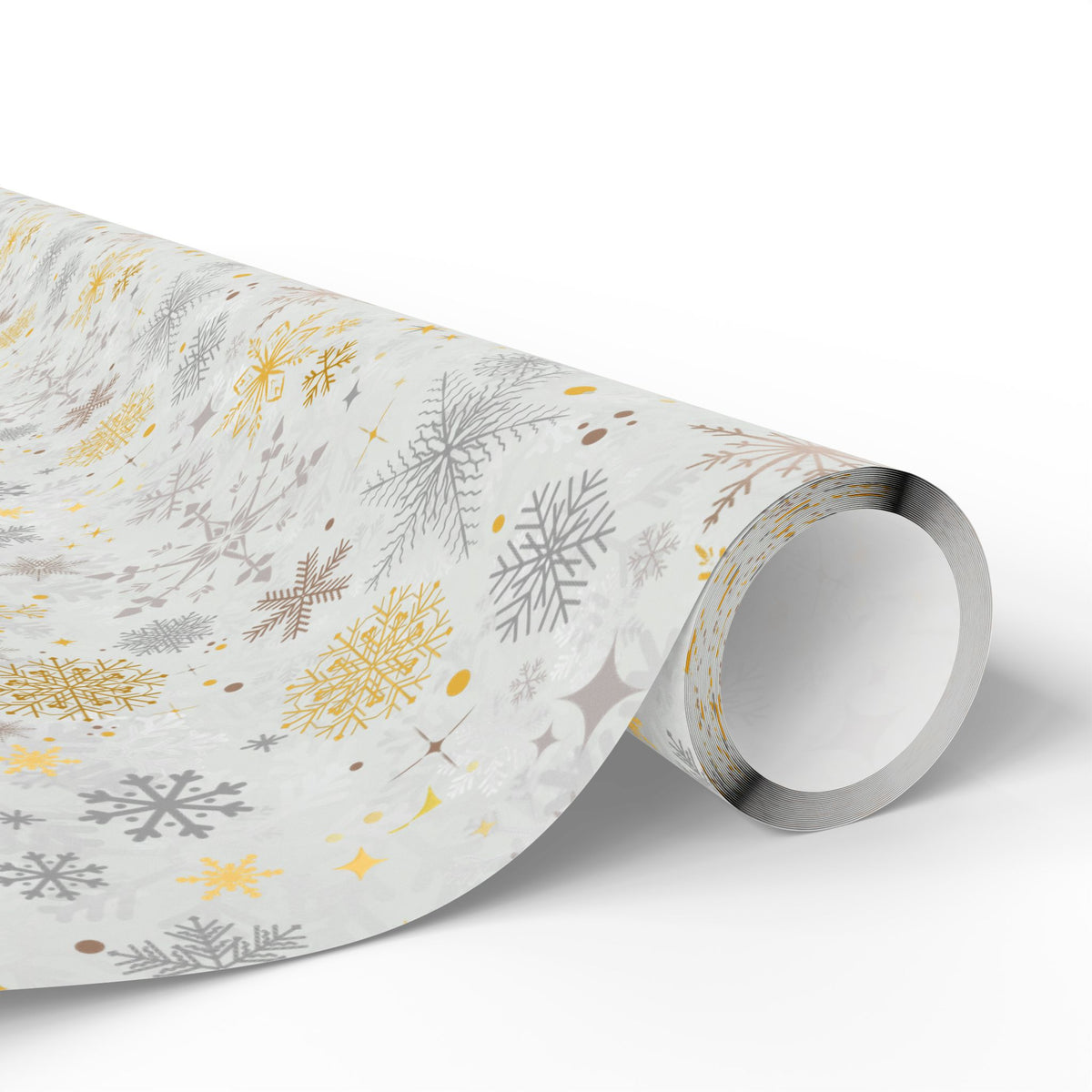 Silver and Gold Gift Wrap | Winter Snowflake | Snow Fall Wrapping Paper