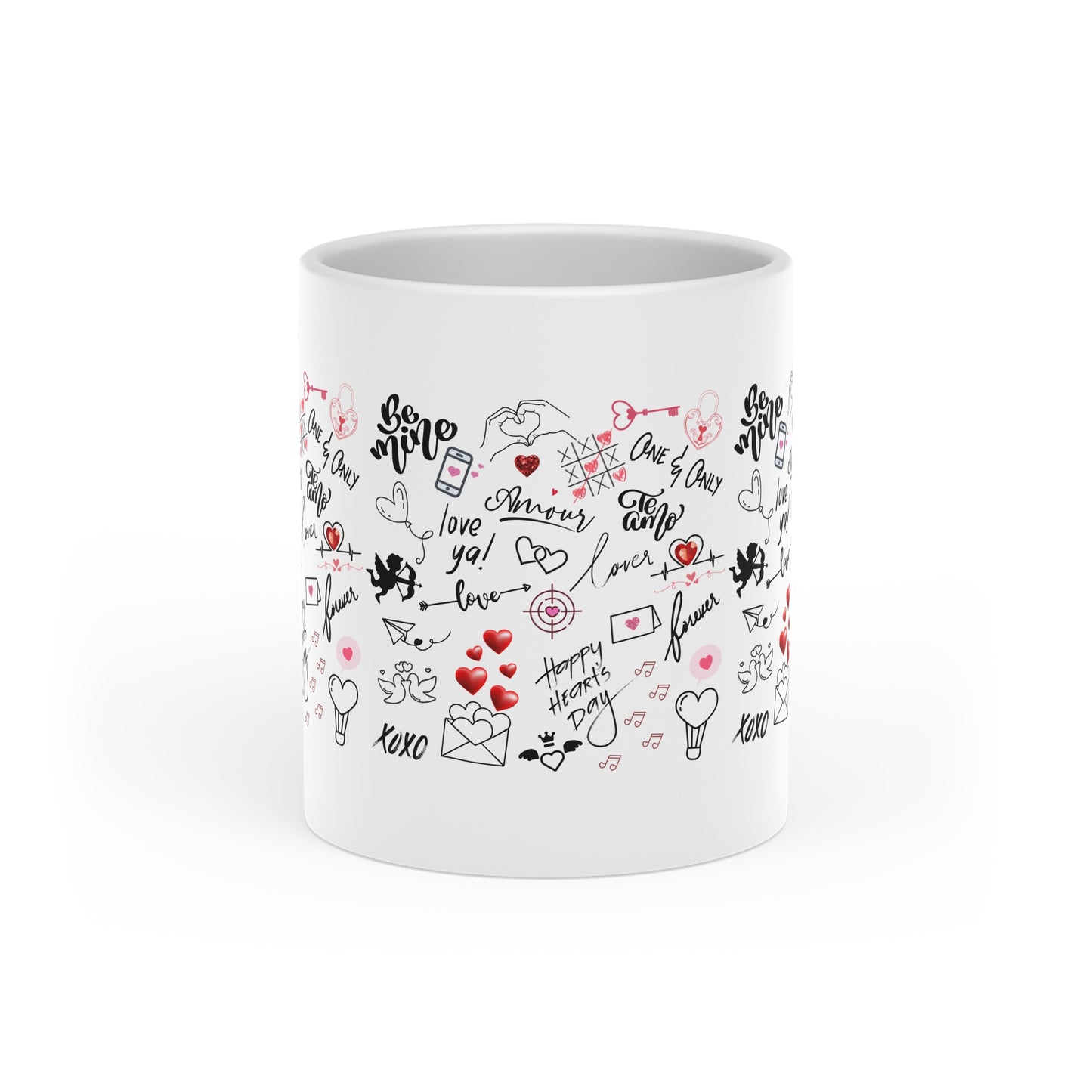 Heart-Shaped Mug with Love Language Print | "Cup Full of Love" | Hot Chocolate Memories or Tea for Two