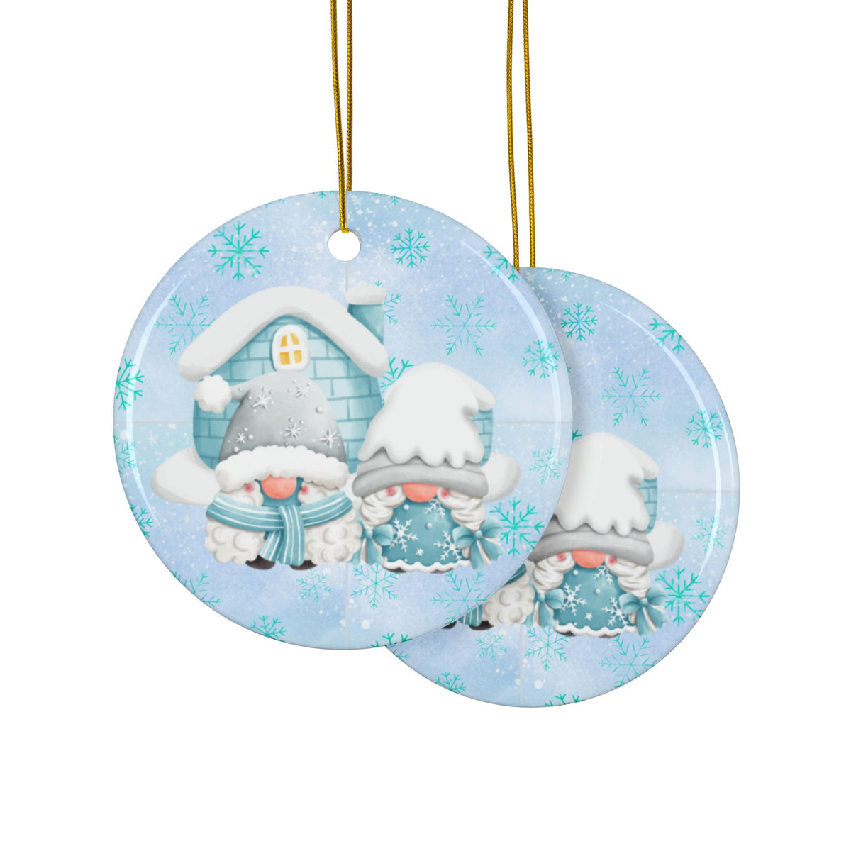 Winter Gnome-flake | Heirloom Ceramic Ornaments (1pc, 3pcs, 5pcs, 10pcs)