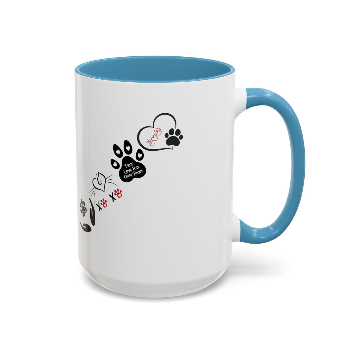 Cute Cats & Hearts | Four Paws Love Cat Coffee Cup | Heart-Shaped Mug