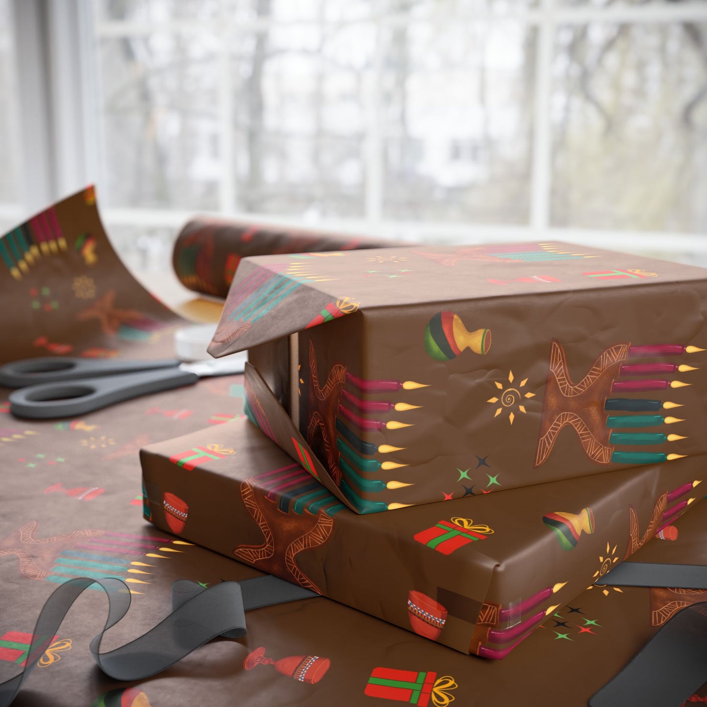 Kinara | Kwanzaa Lights | Zawadi (Earth) Wrapping Paper