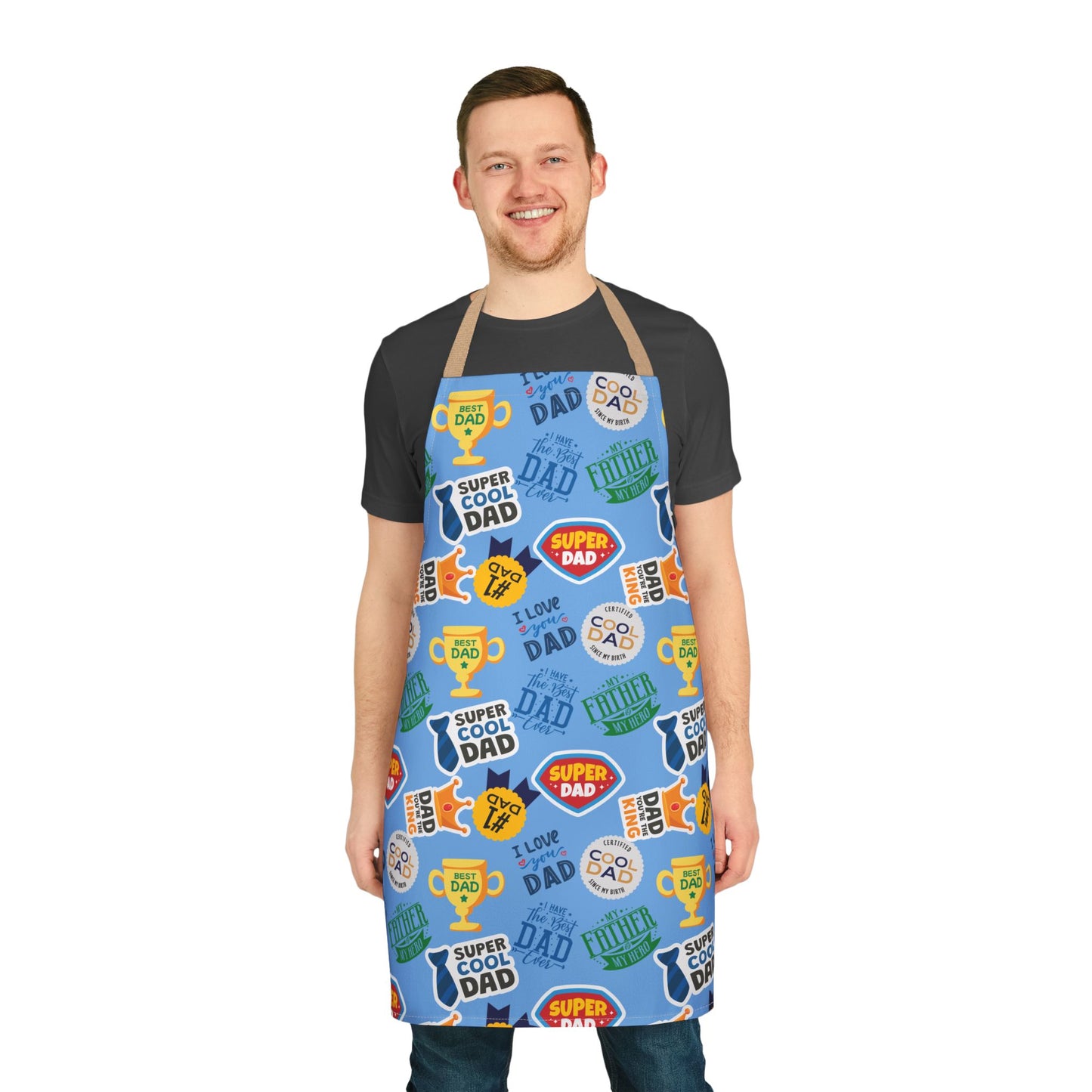Dad Trophy Pattern Apron | Super Cool Dad Kitchen Apron