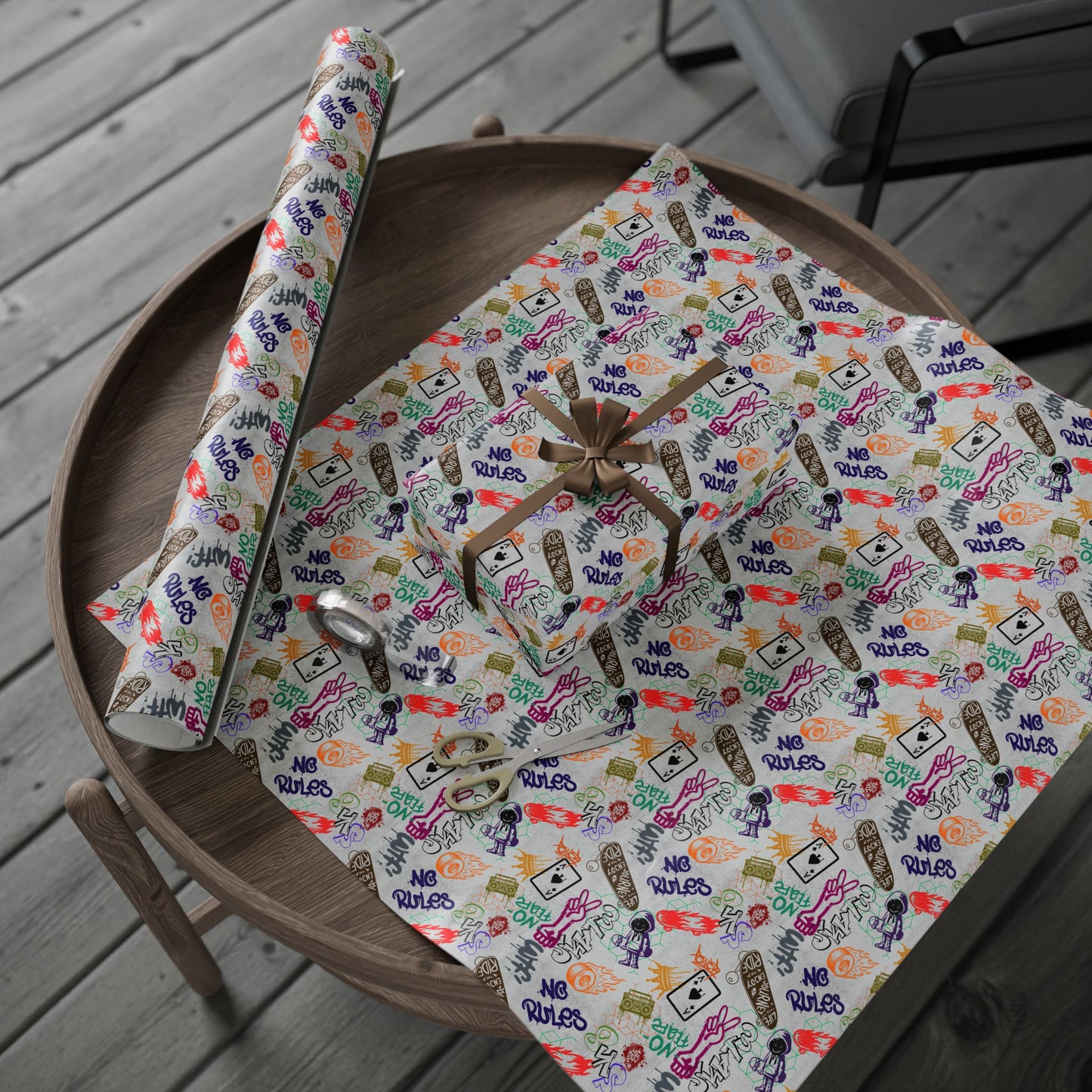 Graffiti Park Skaters Rule Gift Wrap | VIP All Star | All Sports Athletic Wrapping Paper for Coaches, Players & Fans