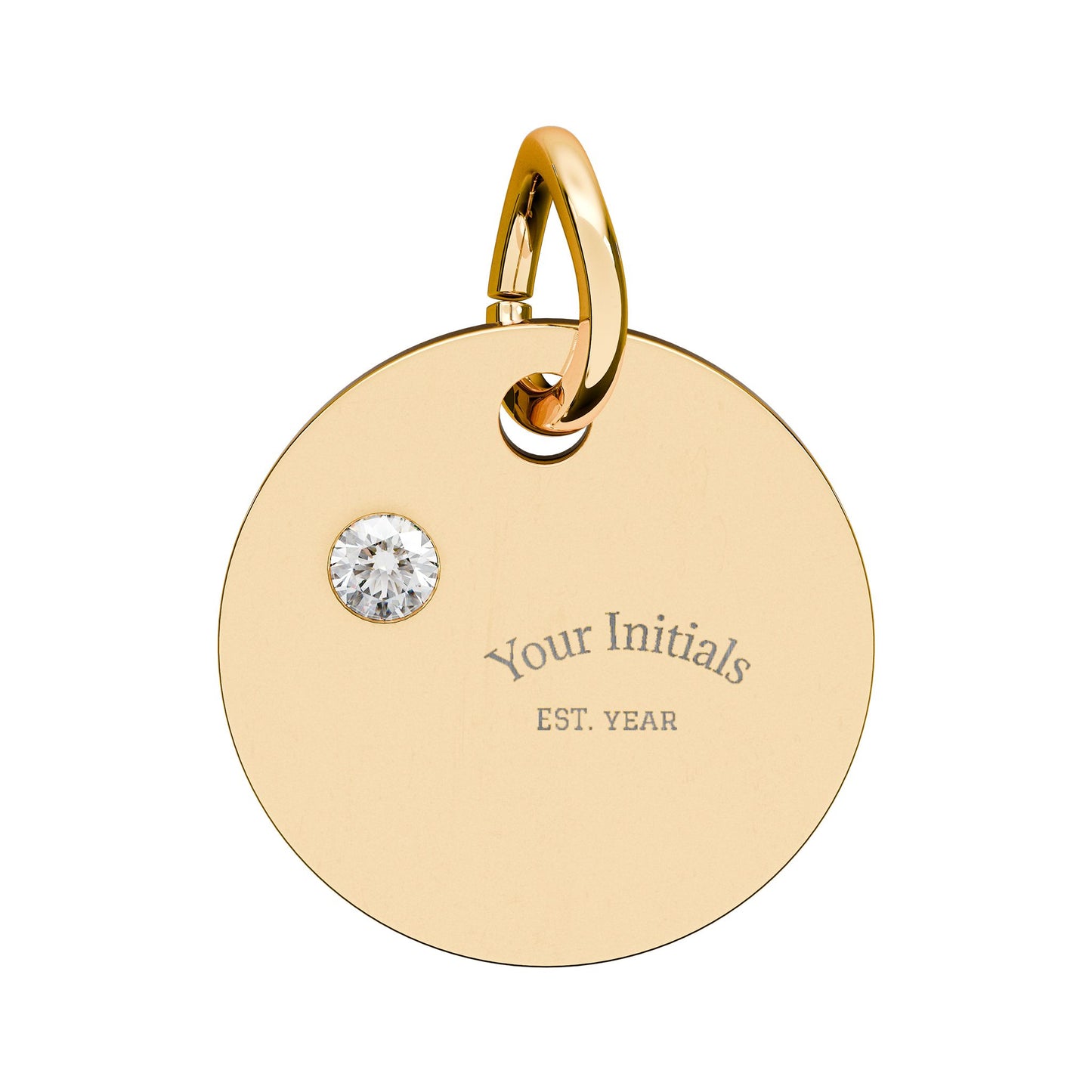 Engravable Birthstone Circle Charm | Personalized Initials & Birthstone Pendant