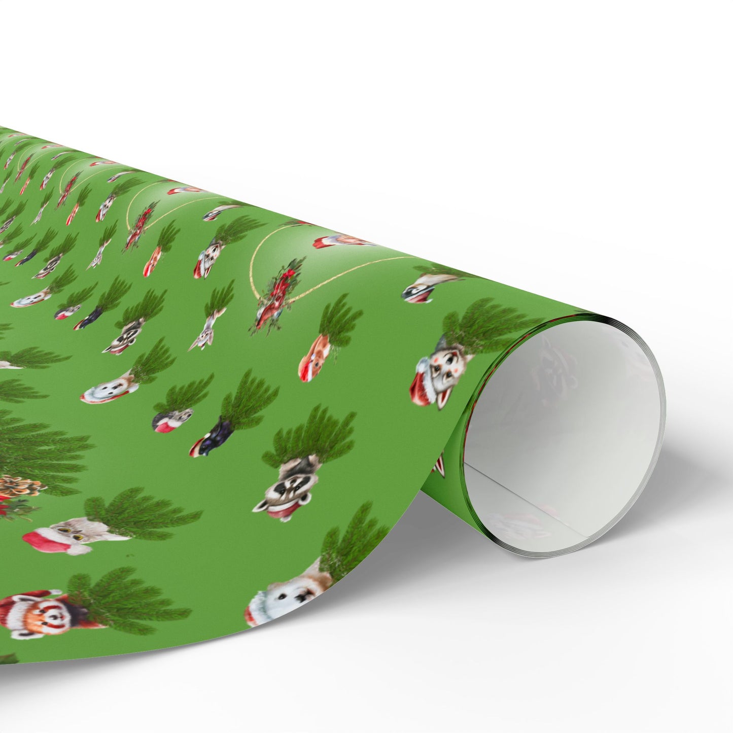 Santa and Critters (Lt.Green) | Wrapping Paper