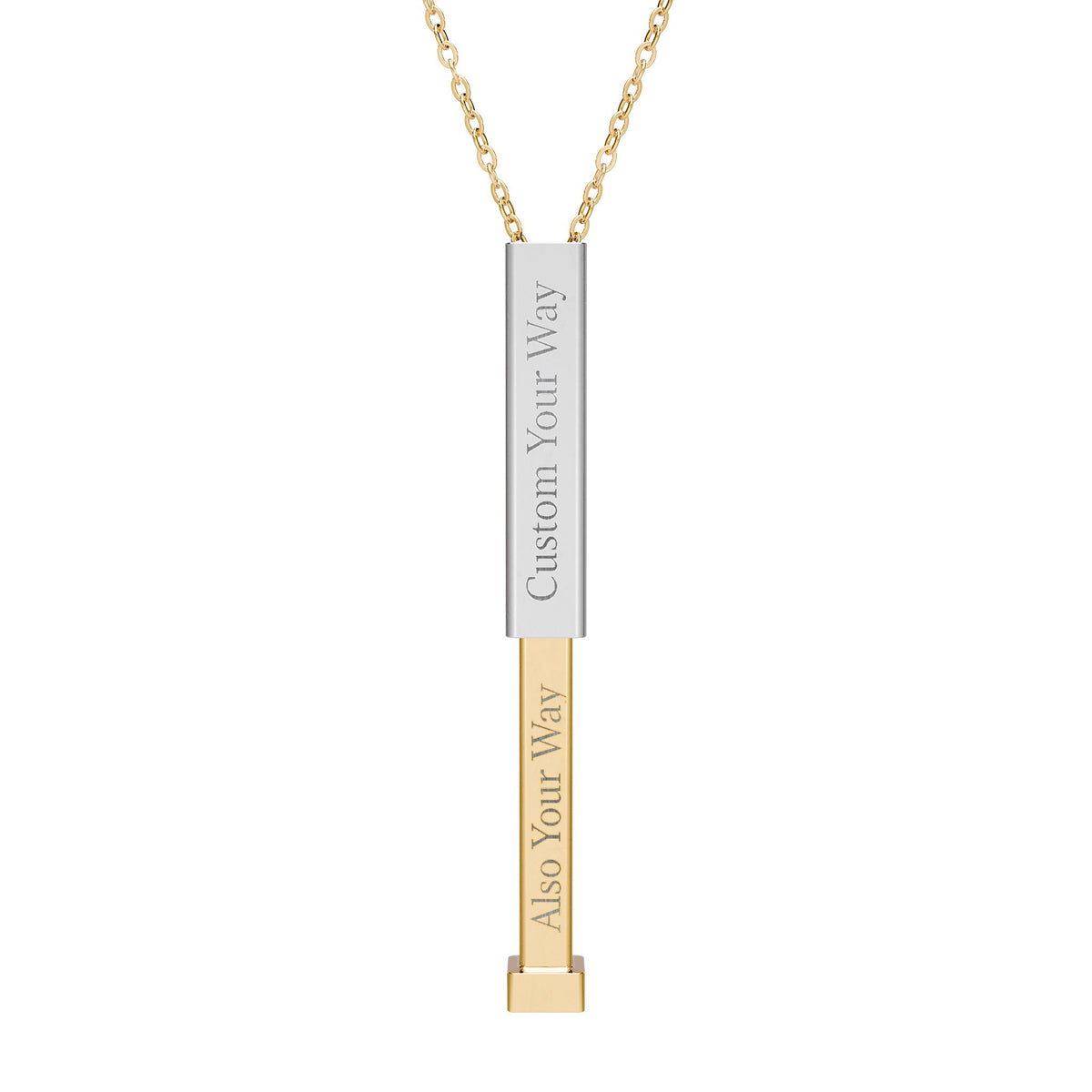 Hidden Message Sliding Bar Necklace | Engravable Personalized Name Pendant