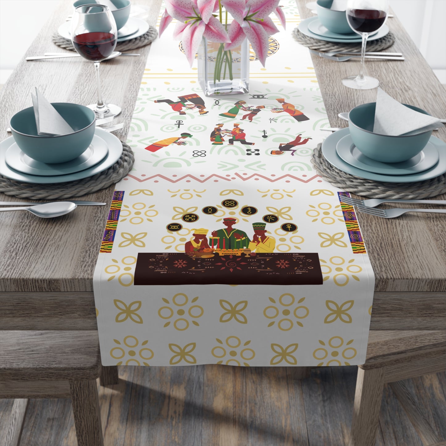 Table Runner - Village Values | What a Community Stand For, Kwanzaa Joyous Love Decor