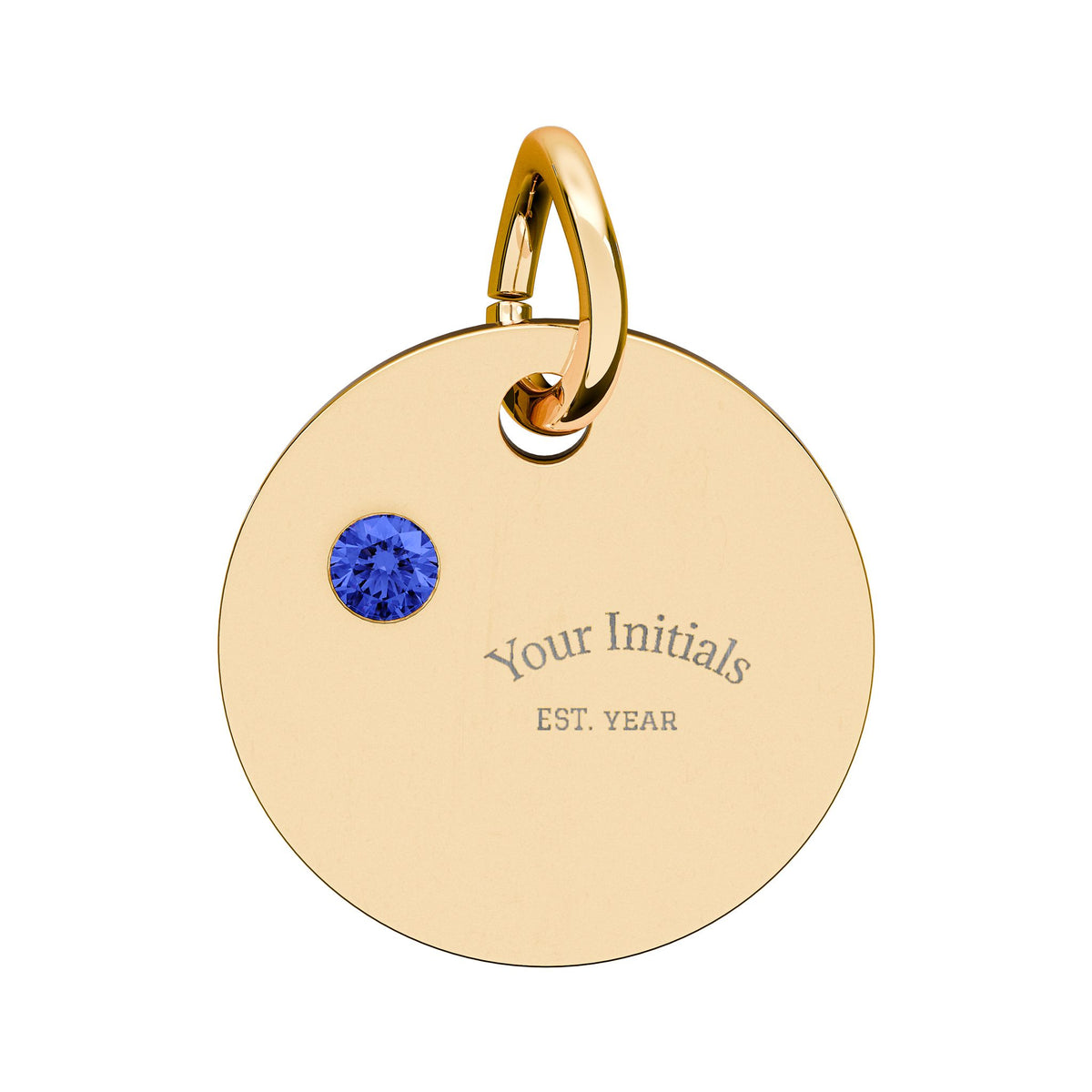 Engravable Birthstone Circle Charm | Personalized Initials & Birthstone Pendant