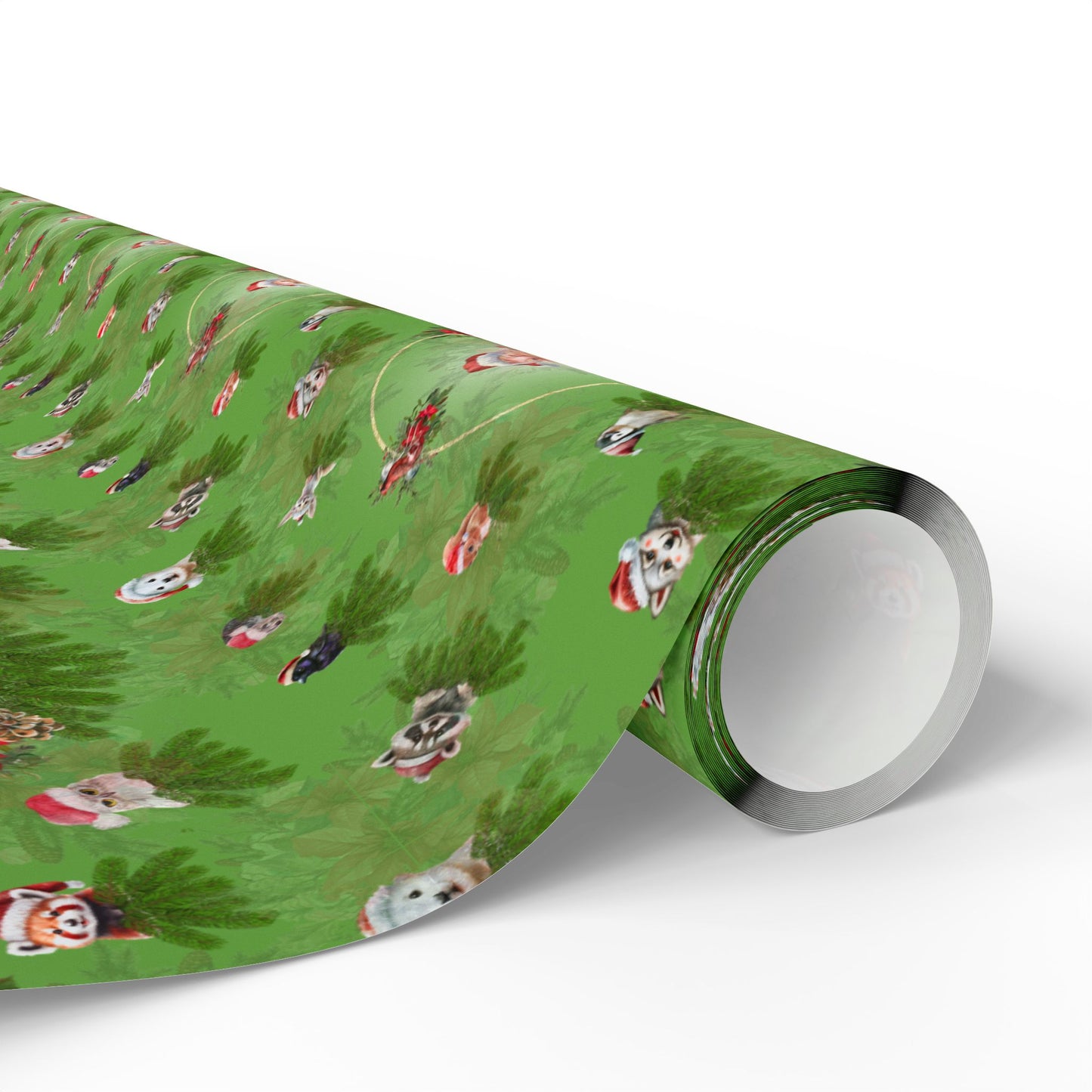 Wrapping Paper Santa and Critters | Cute Animals in Santa Hats