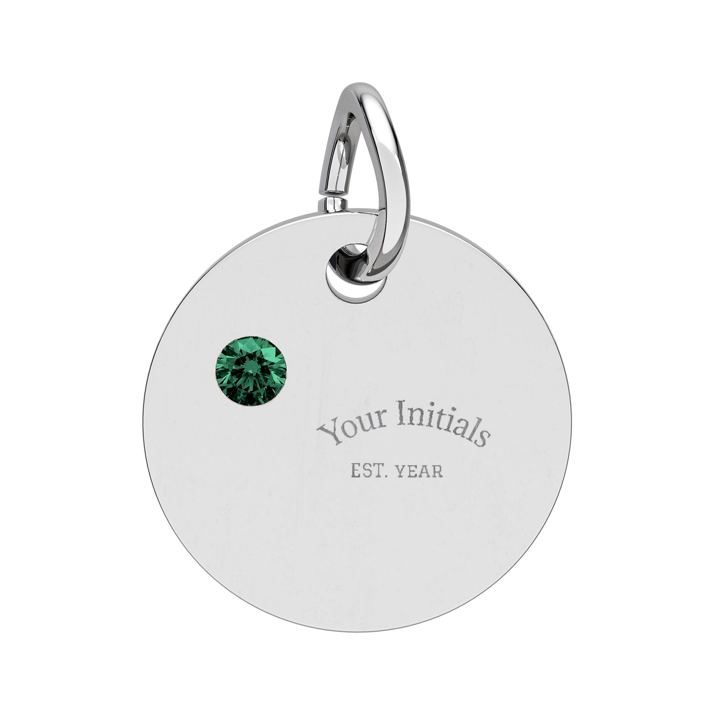 Engravable Birthstone Circle Charm | Personalized Initials & Birthstone Pendant