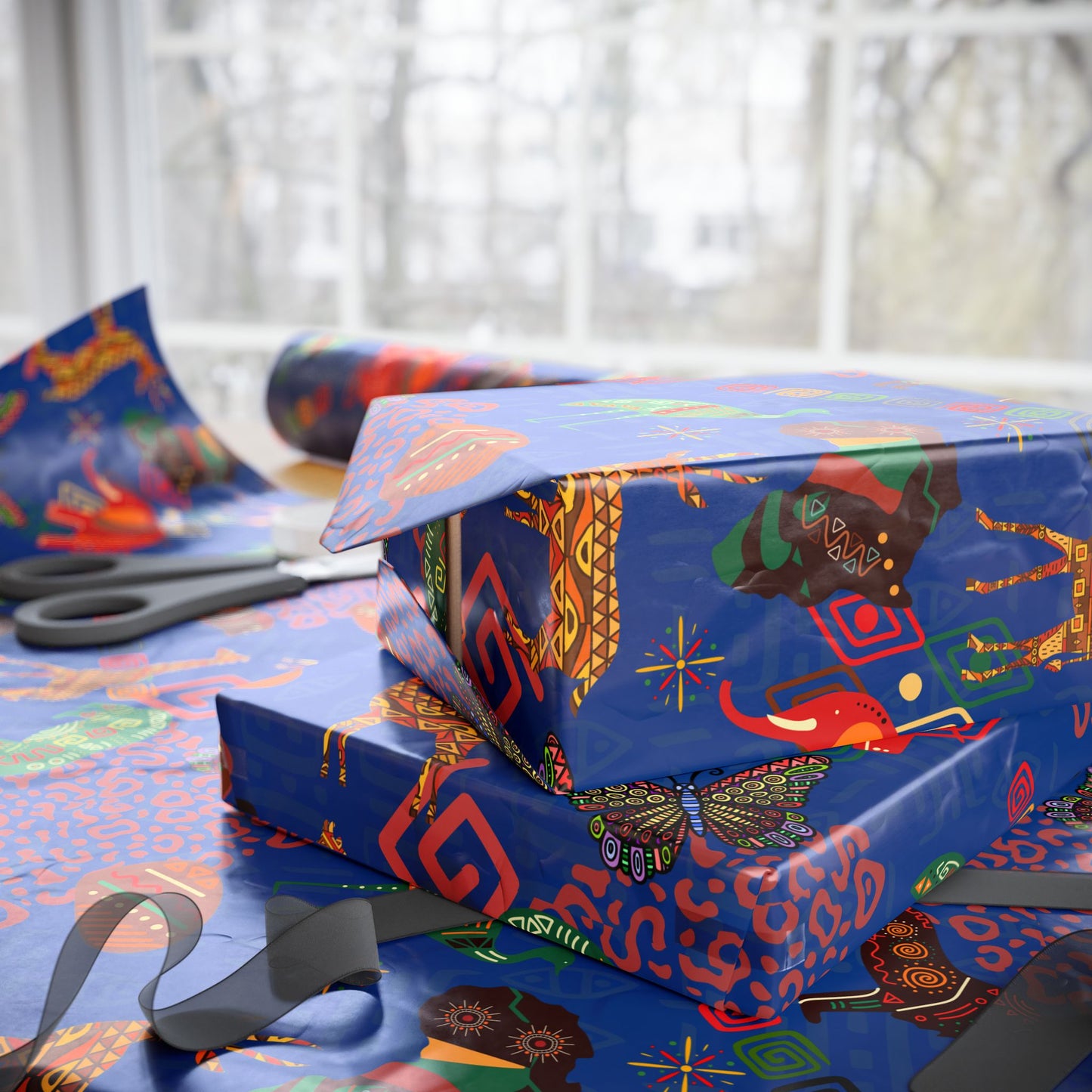 Wrapping Papers - Savannah Safari (Night Waters) Gift Wrap Papers Animals and Africa Prints Gift Wrap