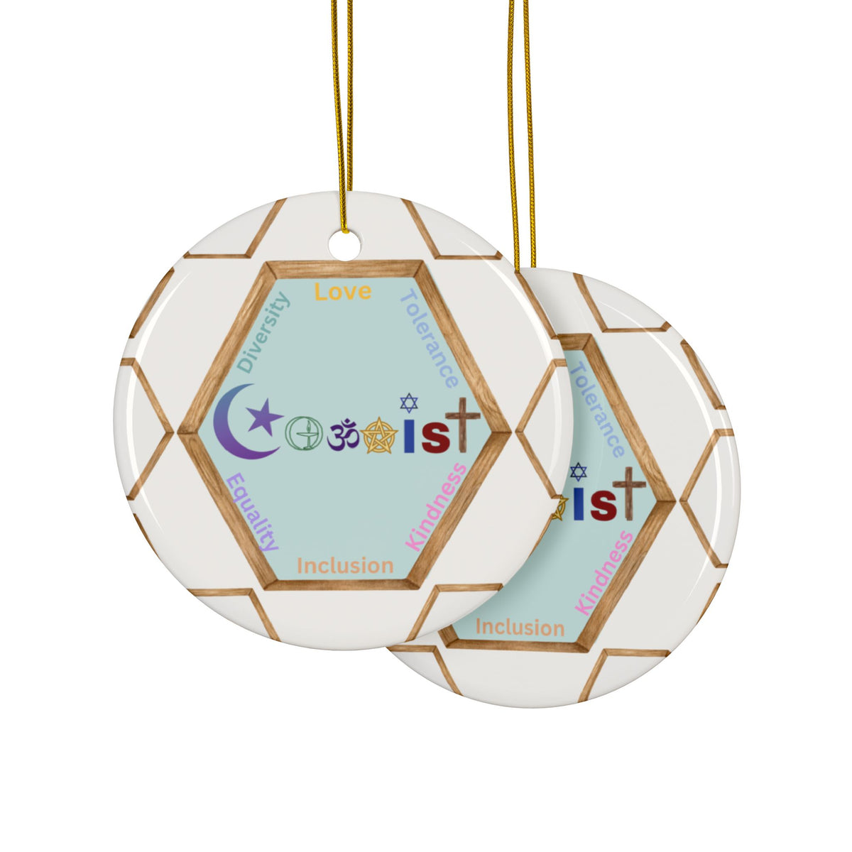 Coexist Ceramic Ornament – Interfaith Inclusion Holiday Decoration
